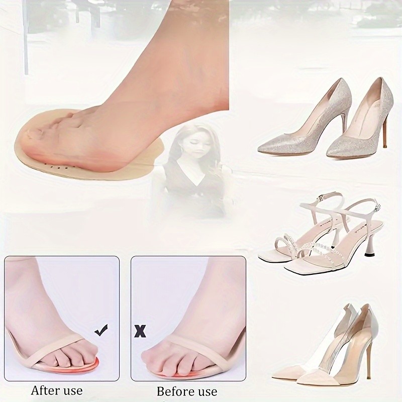 4Pcs Self-Adhesive Forefoot Pads, Non-Slip for Sandals & High Heels