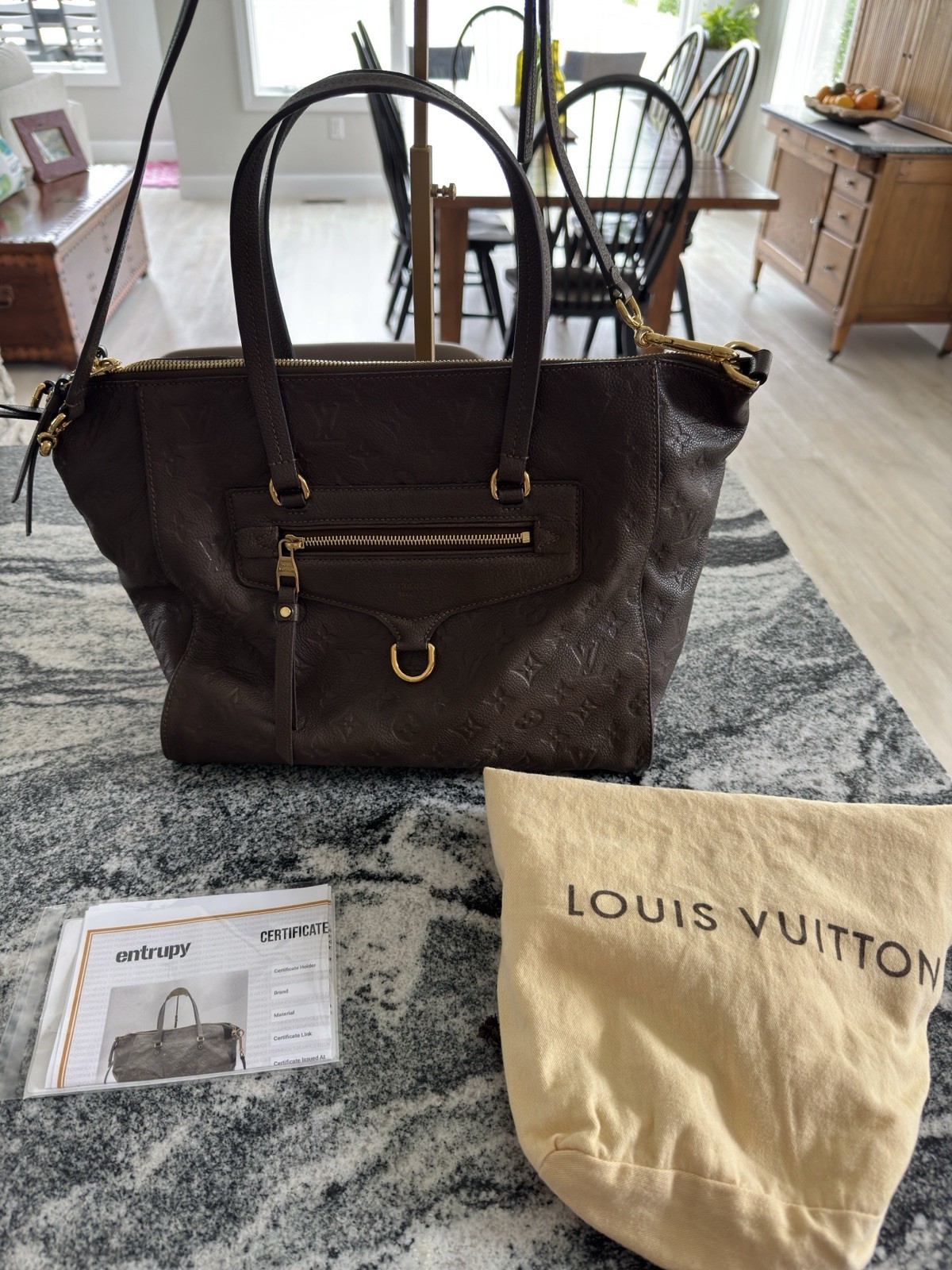 Louis Vuitton Lumineuse PM Empreinte Leather Brown Shoulder Bag COA VG Cond