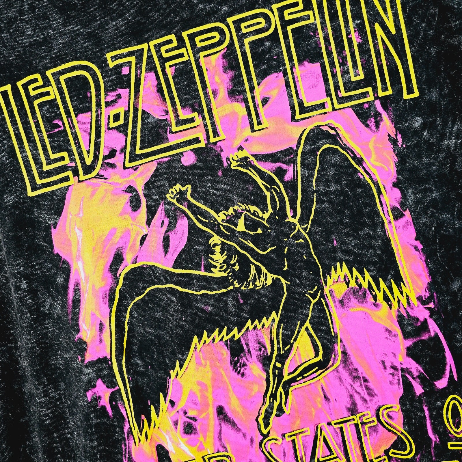 Led Zeppelin Mens Shirt SMALL Black BLEACH DYE JIMMY PAGE ROBERT PLANT NWT