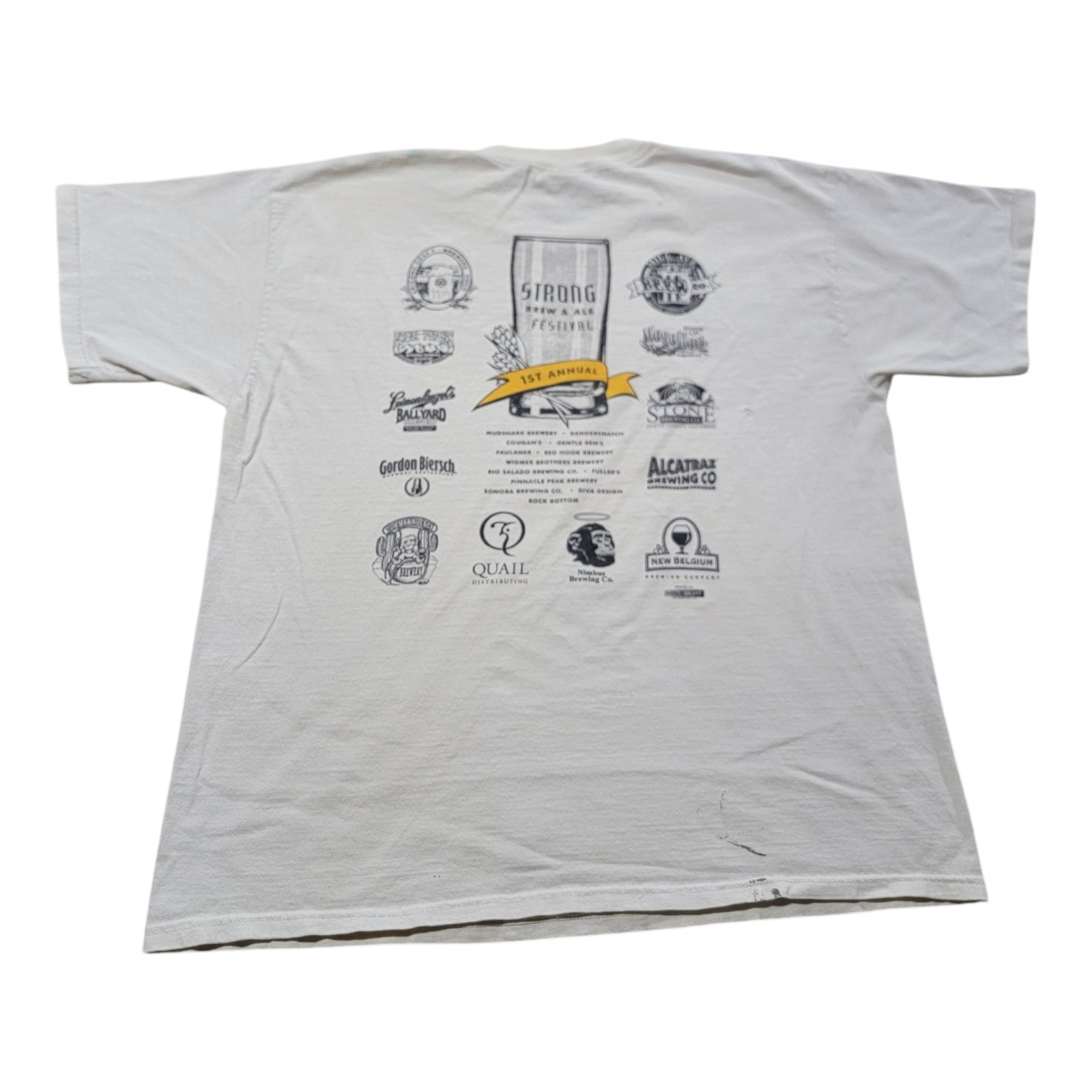 Vintage Strong Brew Ale Festival Shirt Beer Lager Promo Shirt Size XL White