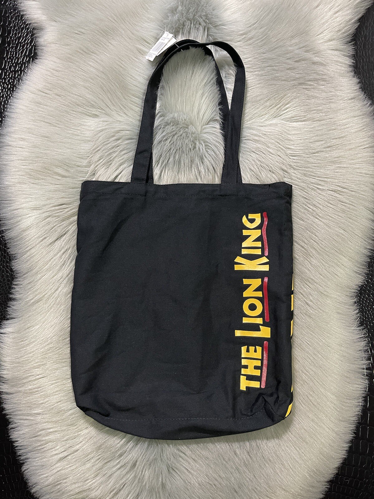 NOS Lion King Cotton Canvas Black Yellow Print Tote Bag 14”x13.5” New
