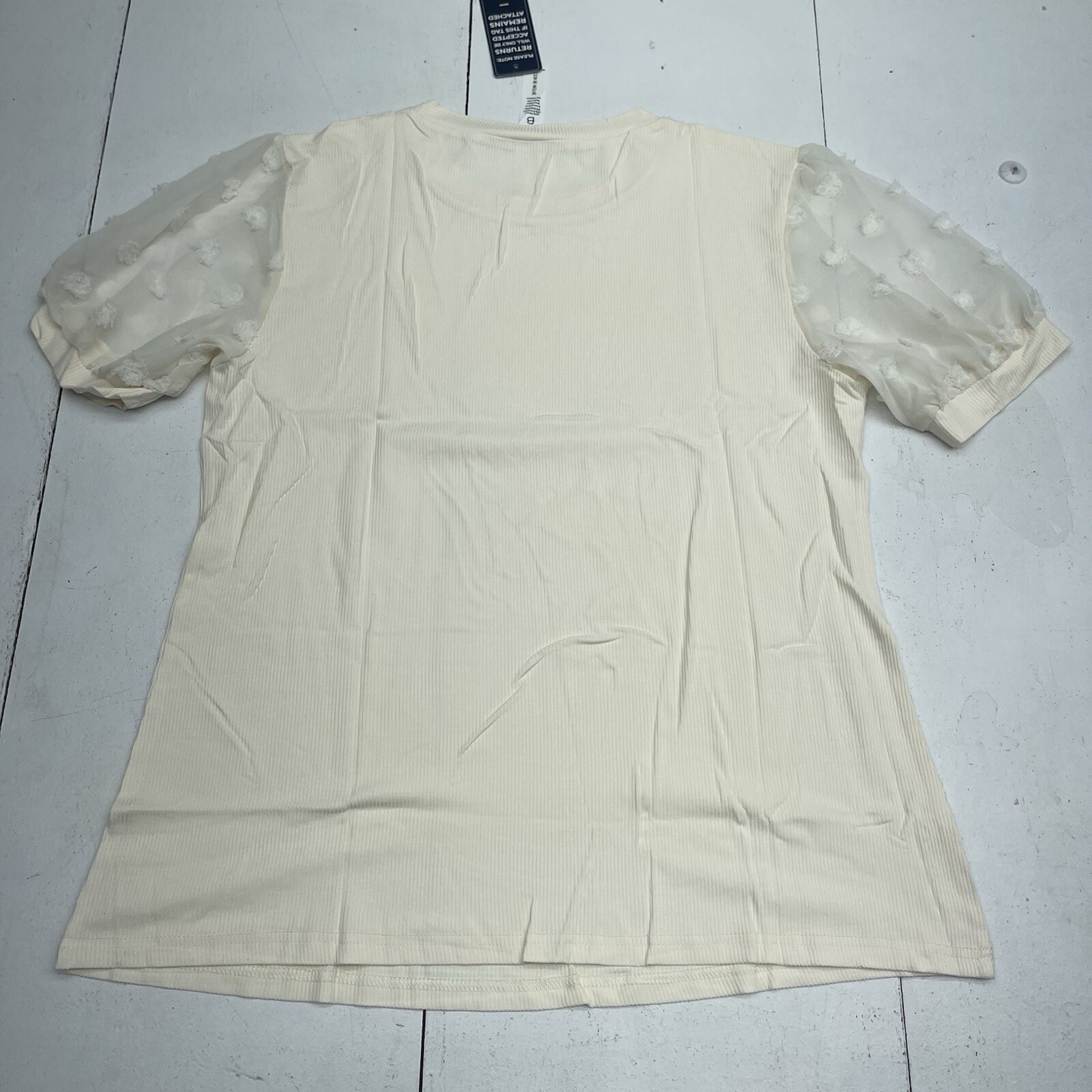 Blooming Jelly Ivory Ribbed Textured Puff Sleeve Blouse Women’s Size Large