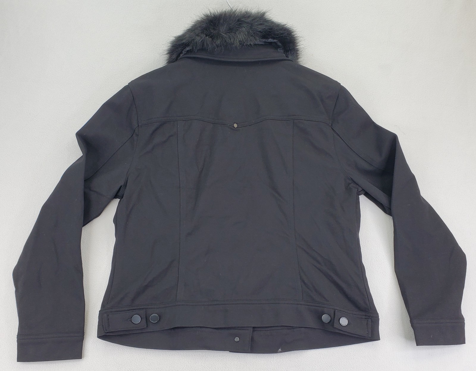 Liverpool Jacket Womens L Dark Black Detachable Faux Fur Collar Stretch Comfort