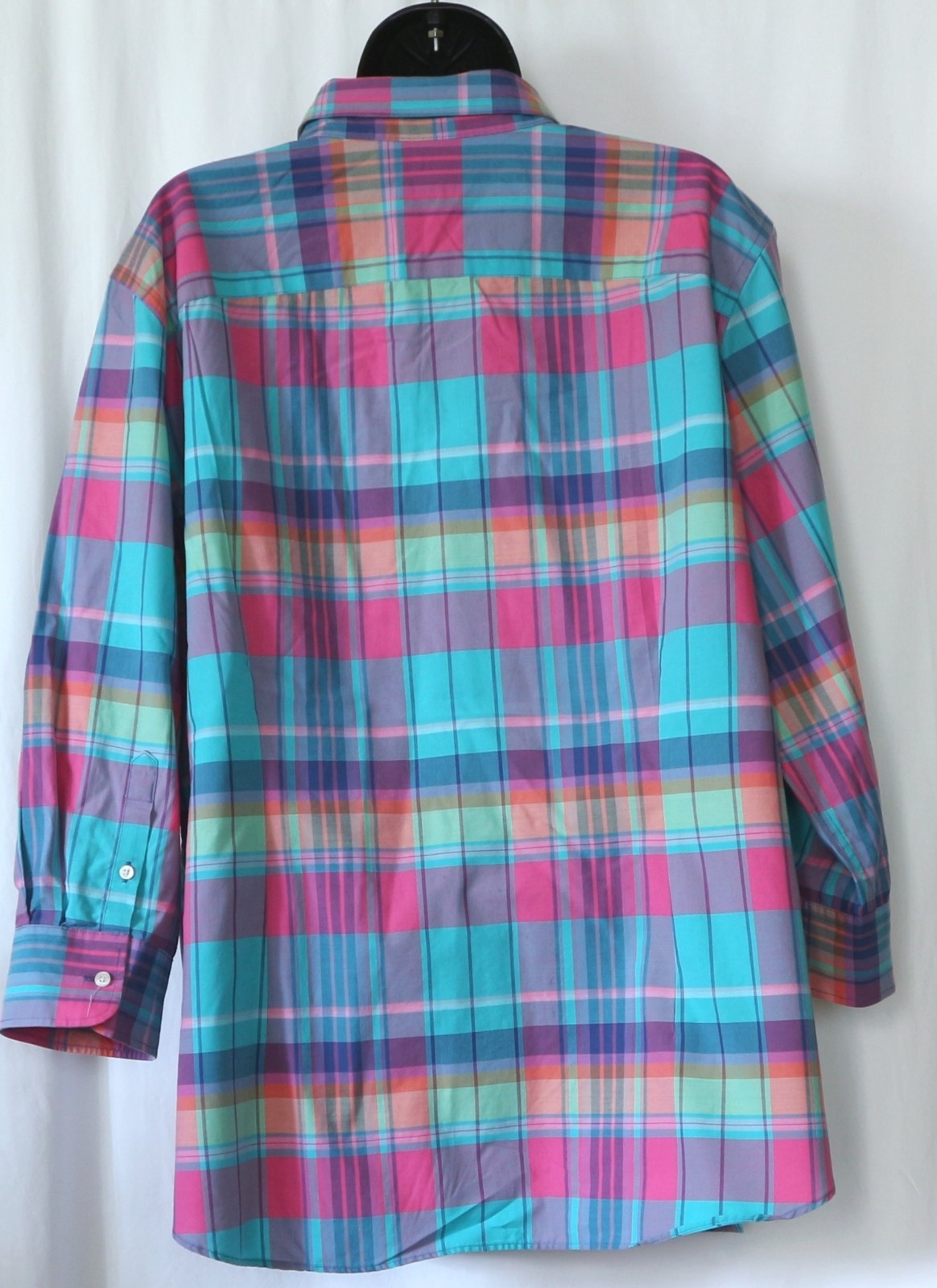 CHAPS Plaid No Iron Cotton Blse 3/4 Slvs 51 In Chst 29.5 In Lng Sz 2X EXC