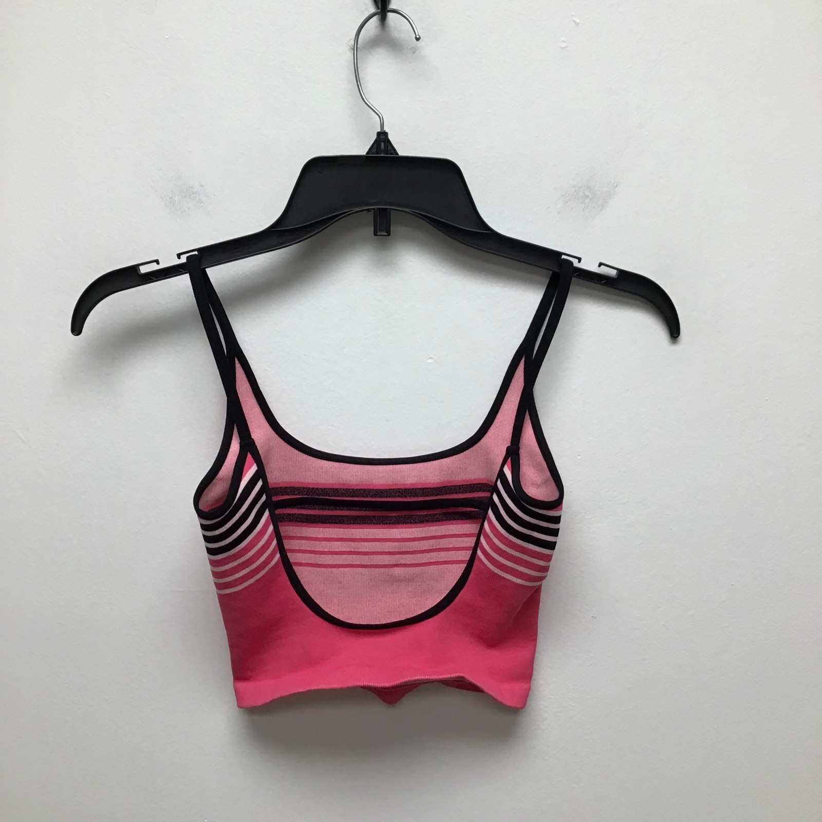 Free People Movement Striped Crop Top Brami Womens Pink Stretch Scoop Back XS S