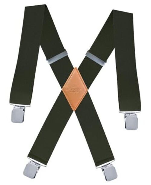 Heavy Duty Mens Suspenders.X-Shaped 2” Wide Strong Clips Suspenders For Black