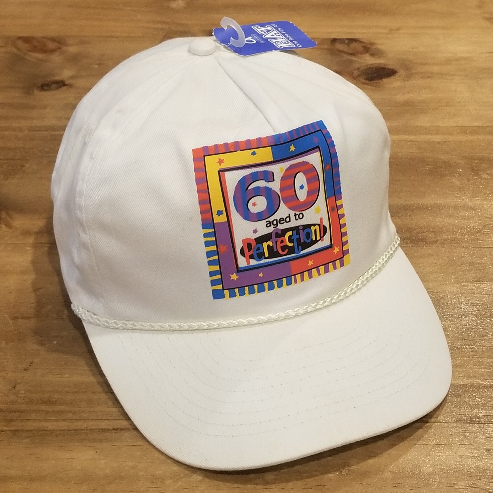 Vintage 60 Years old Hat Cap Snap Back White Aged To Perfection 60th Birthday