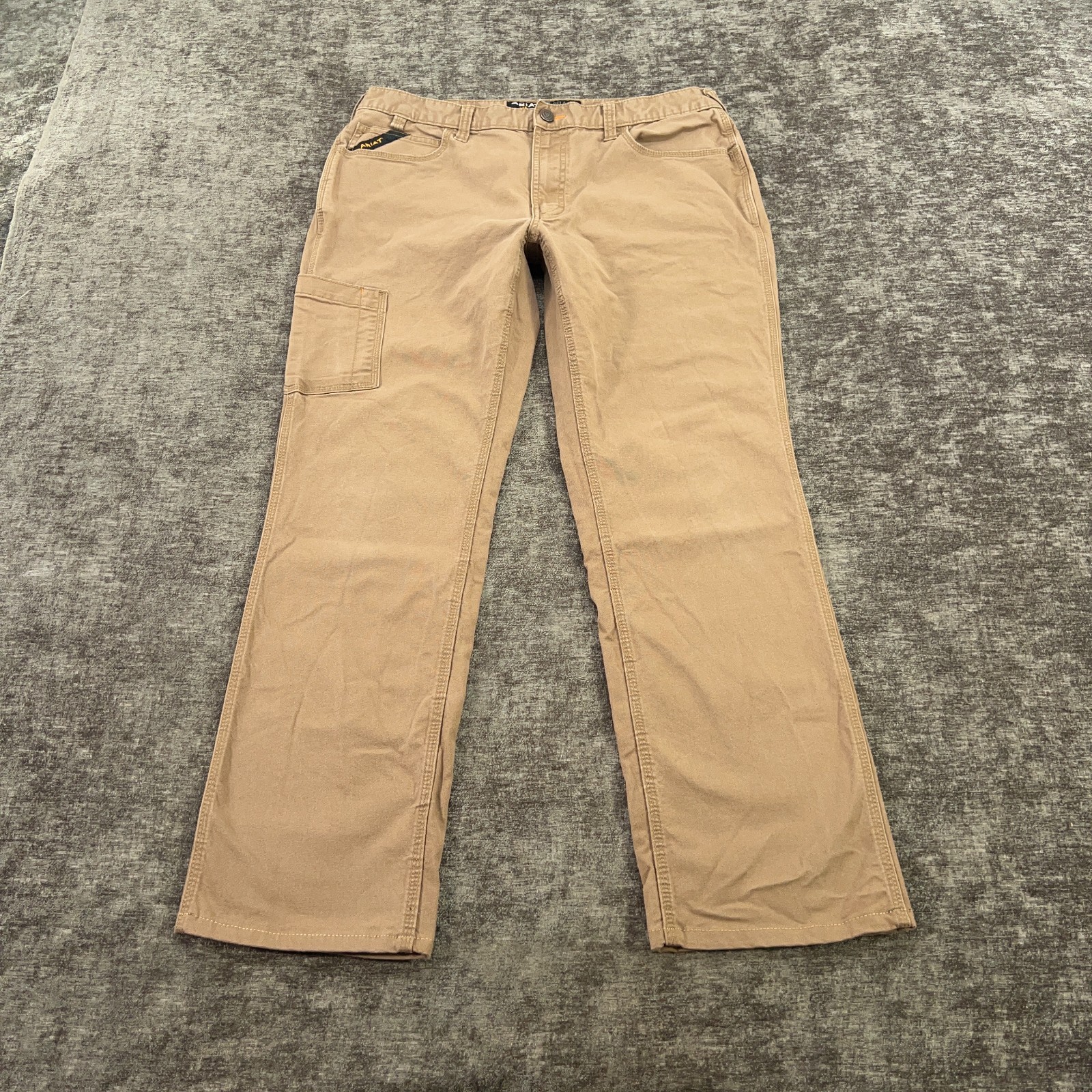 Ariat Rebar M4 Pants Men 34×31 Brown Canvas Relaxed Straight Stretch Tag:36