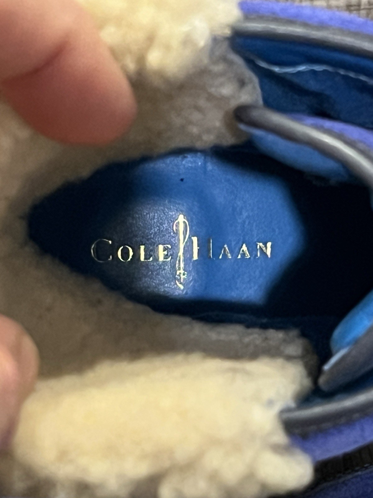 COLE HAAN Lania Air Suede Waterproof Snow Boots Black Blue 7.5 Women’s