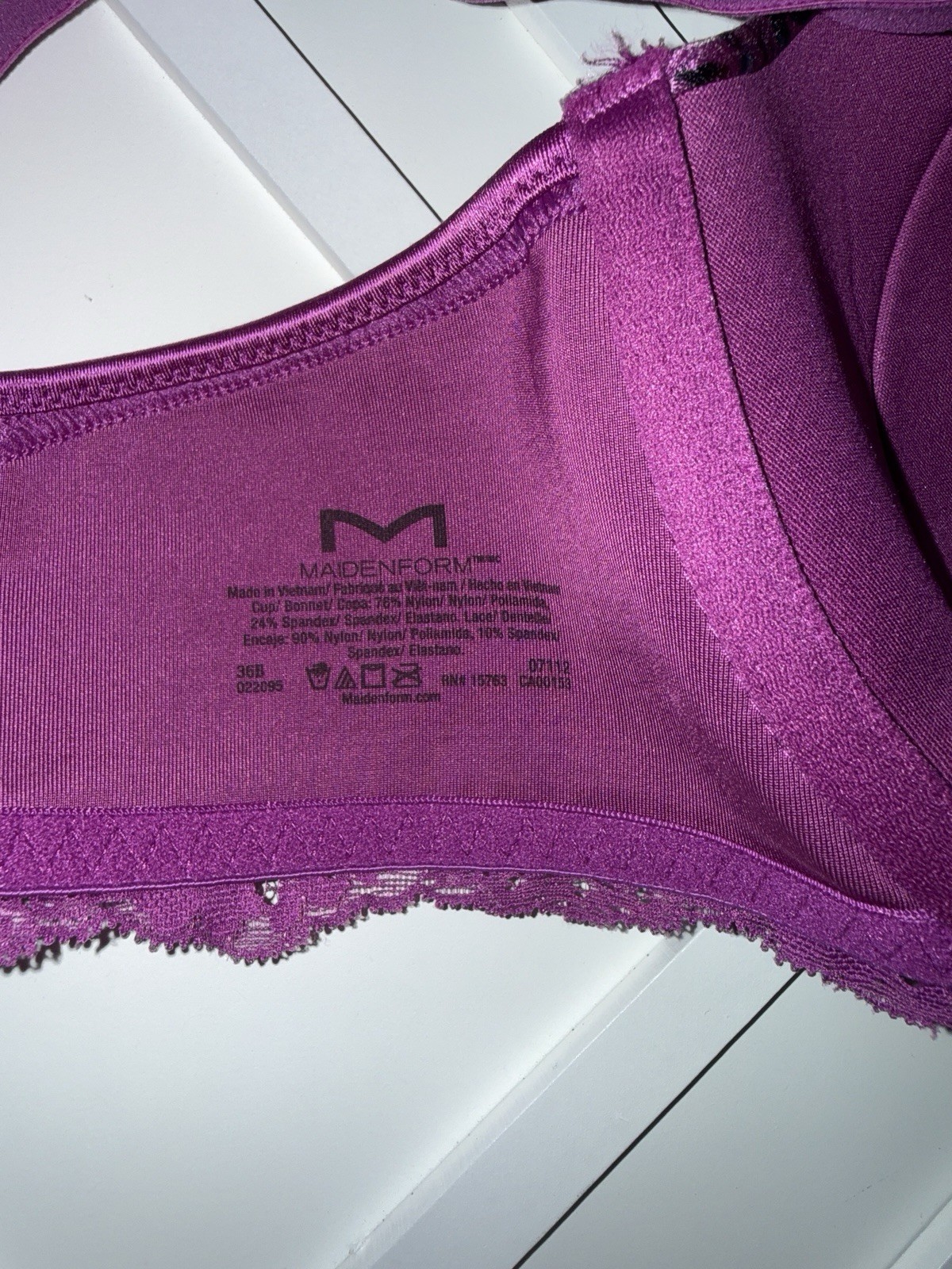 Maidenform Bra 36B Purple Floral Front Closure Racerback Adjustable Underwire