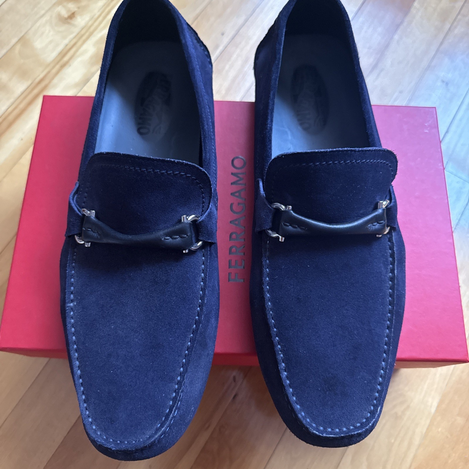 Salvatore Ferragamo Men’s Shoes, Moccasin Dark Blue US Size 12 with box