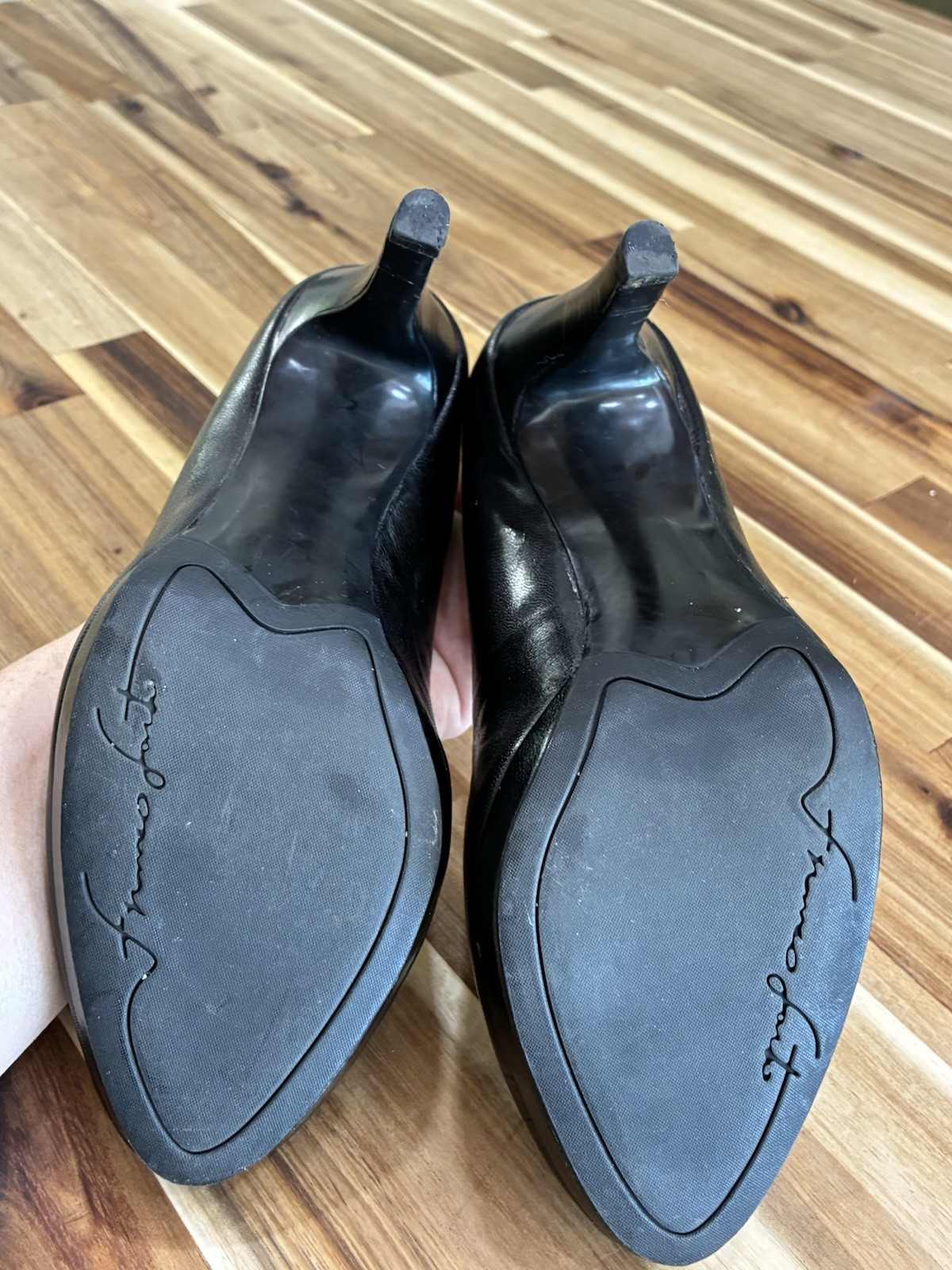 Franco Sarto Womens Black Leather Pumps Size 6M Classic Career Office Heels