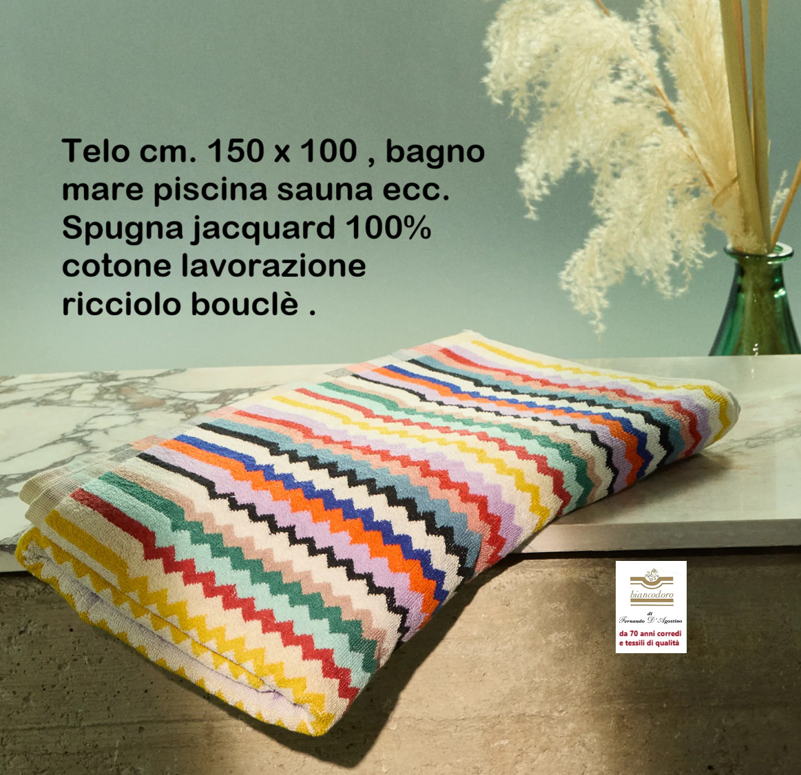 MISSONI sponge cloth cm. 150 x 100; sea pool bath etc. 100% cotton unisex
