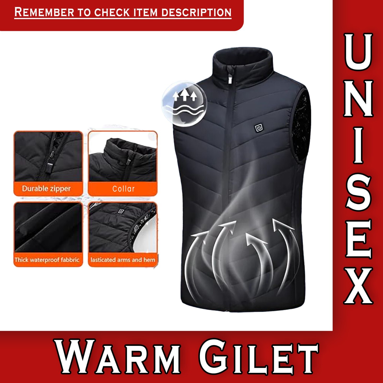 Vest Warm Thermal Gilet Jacket Men Women Unisex Coat Winter Autumn S/M/L/XL
