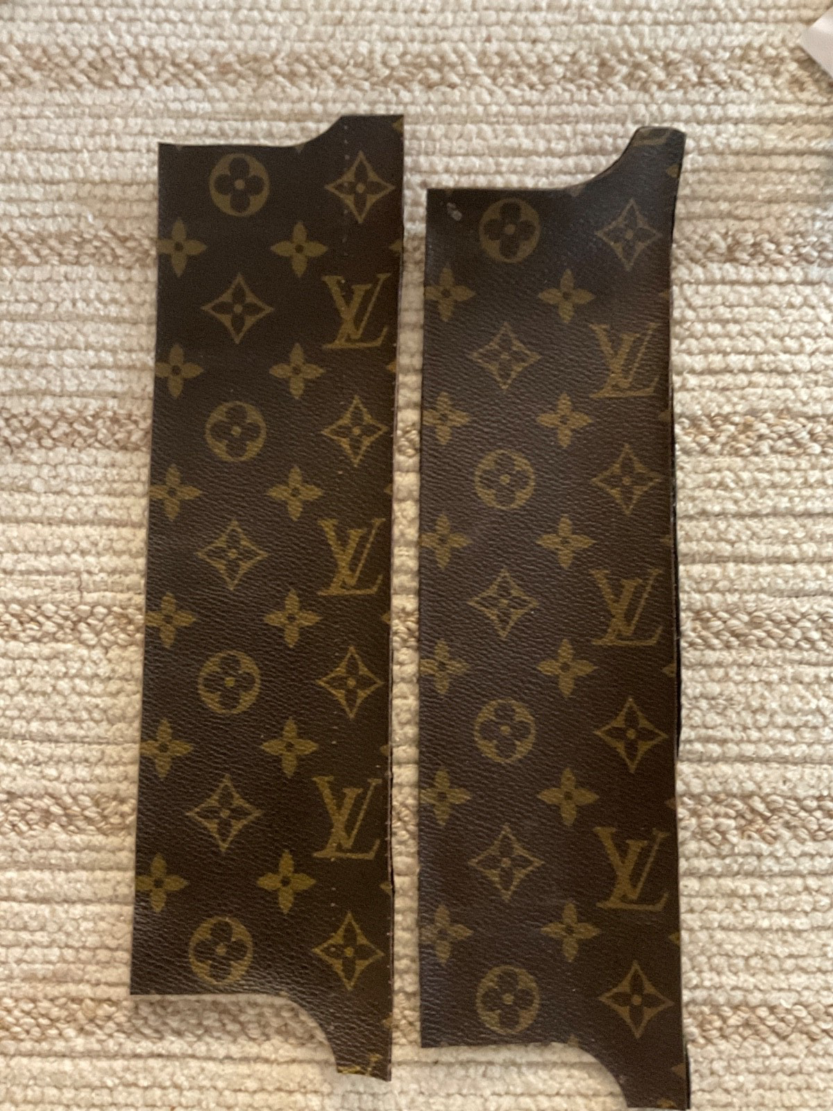 Louie Vuitton Cut Scrap Fabric Material Repair Replace Reuse Crafts lot of 2