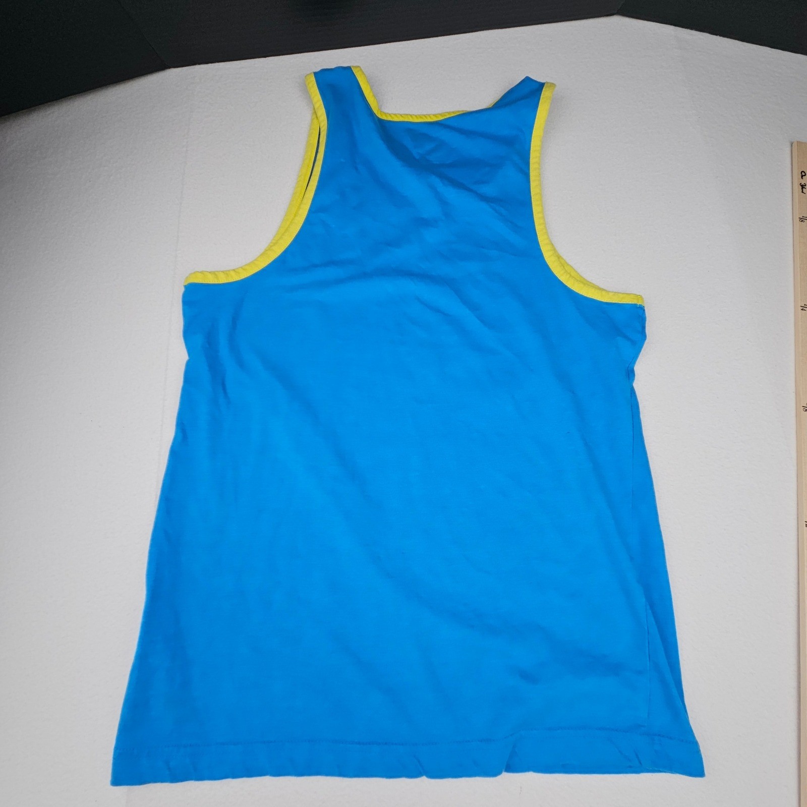 Roebuck & Co Mens Blue Surf Hunter Graphic Tank Top Yellow Trim Size M