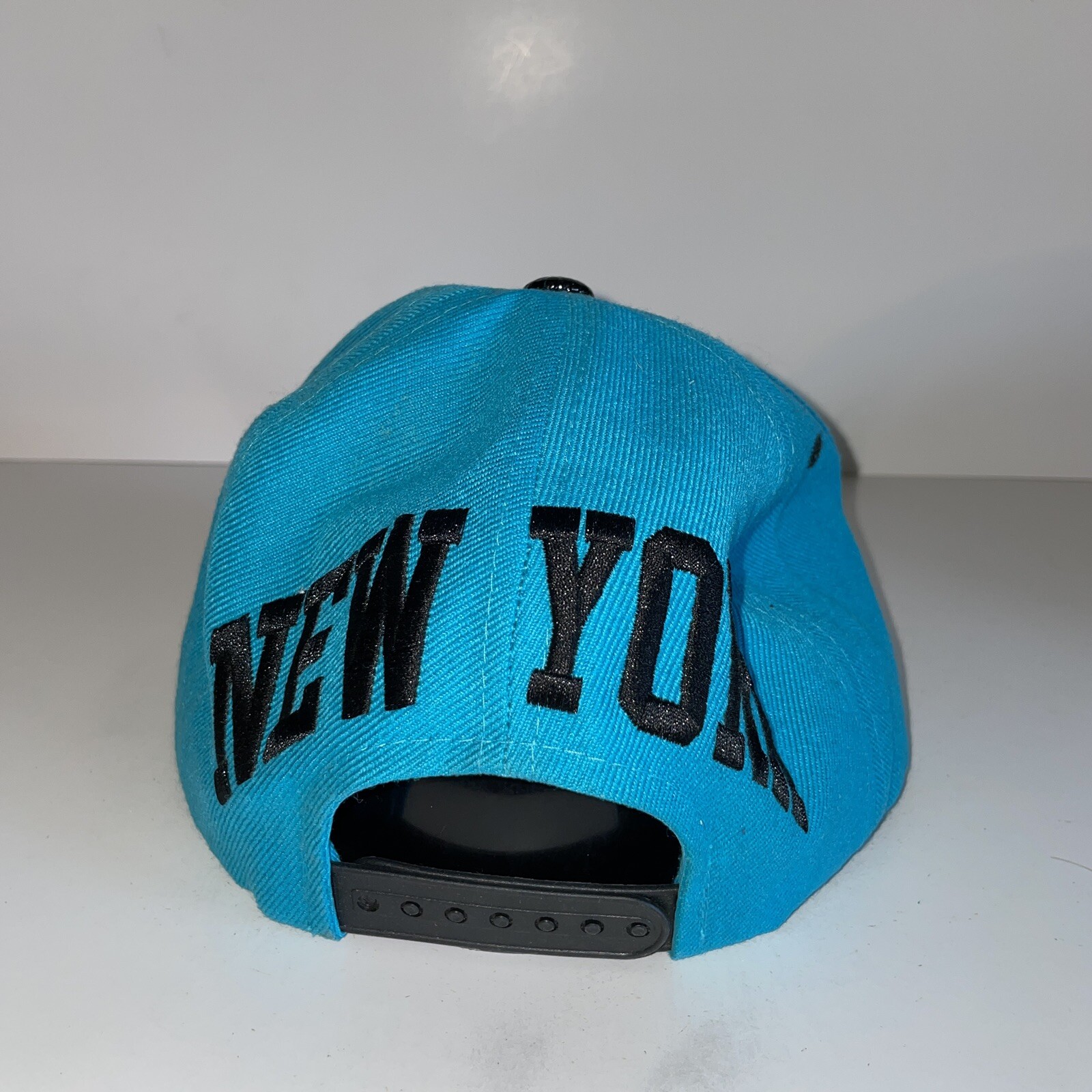 New York Blue Hat Embroidered Muka Headwear Snapback Cap Spellout Flat Brim