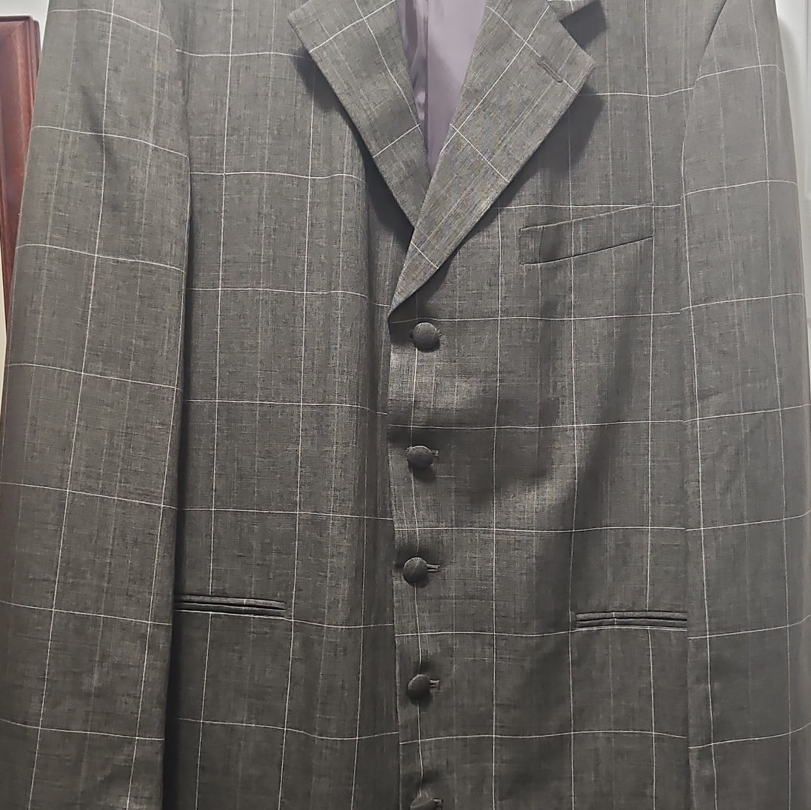 Alberto Celini Plaid Formal 3 piece suit 50R Regular 100% Polyester Taffeta