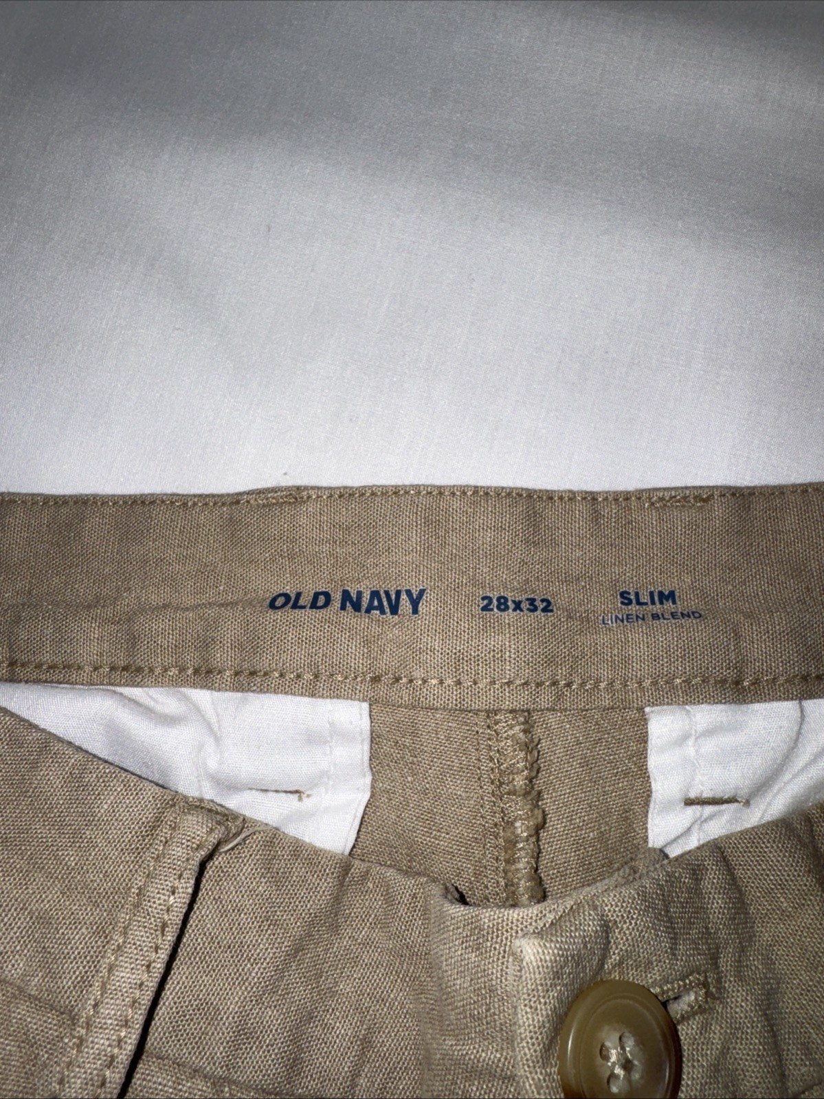 Old Navy Men’s Slim Fit Chino Pants 28×30 Khaki Linen Cotton Spring Summer Fall
