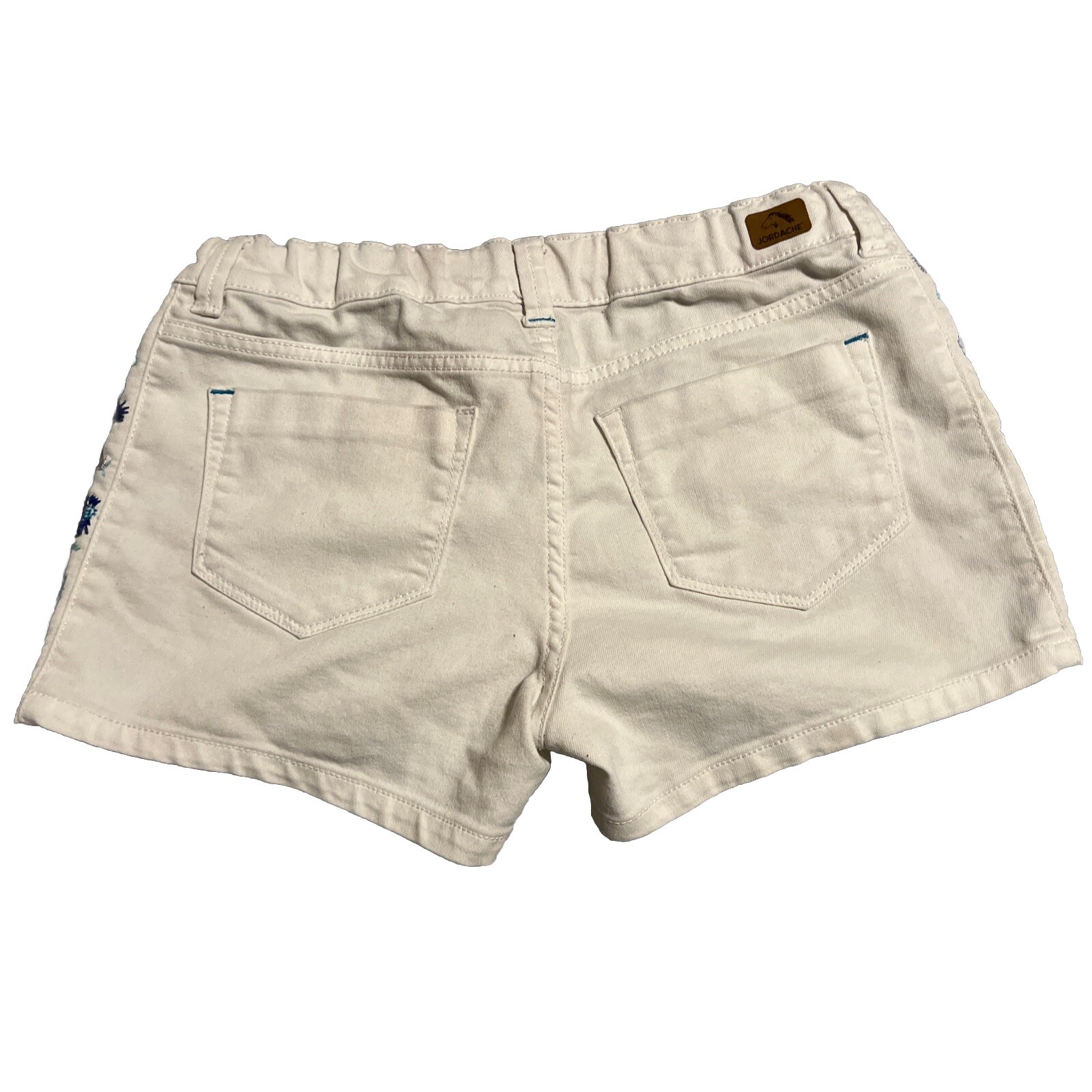 Girls Jordache White Adjustable Waist Glitter Embloidered W/Logo Shorts Size 14