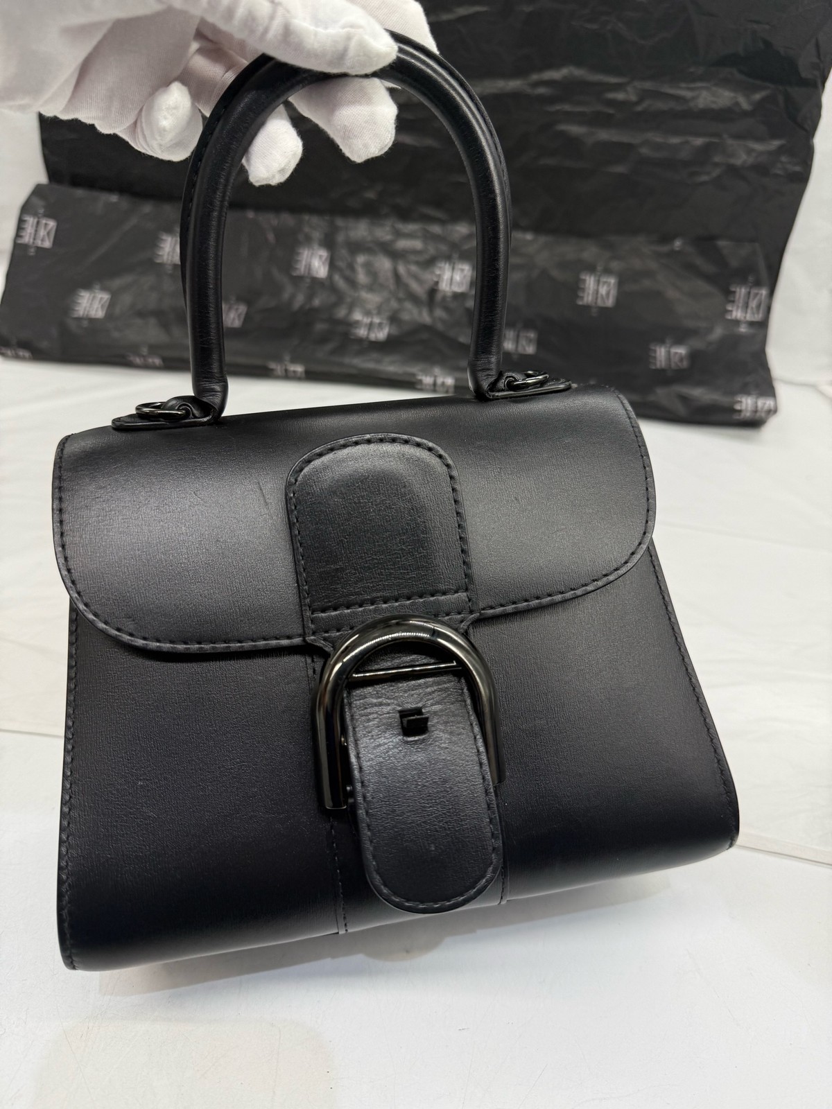 Authentic Delvaux Smooth Calfskin Leather Top Handle Bag Black eBay AG