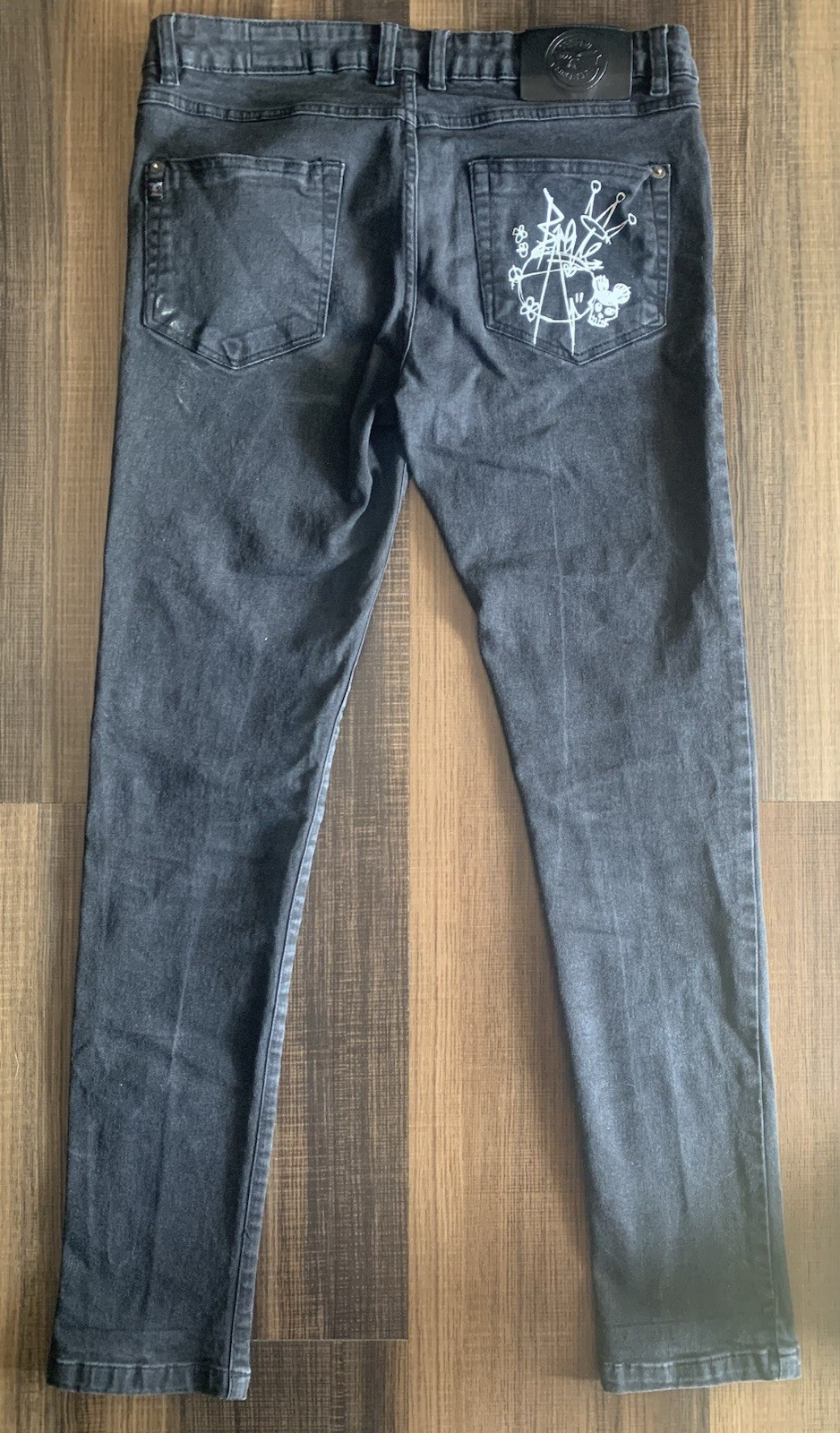 Le Breve Men Black Skinny Jeans Denim 32×30 Stretch Slim Excellent Condition