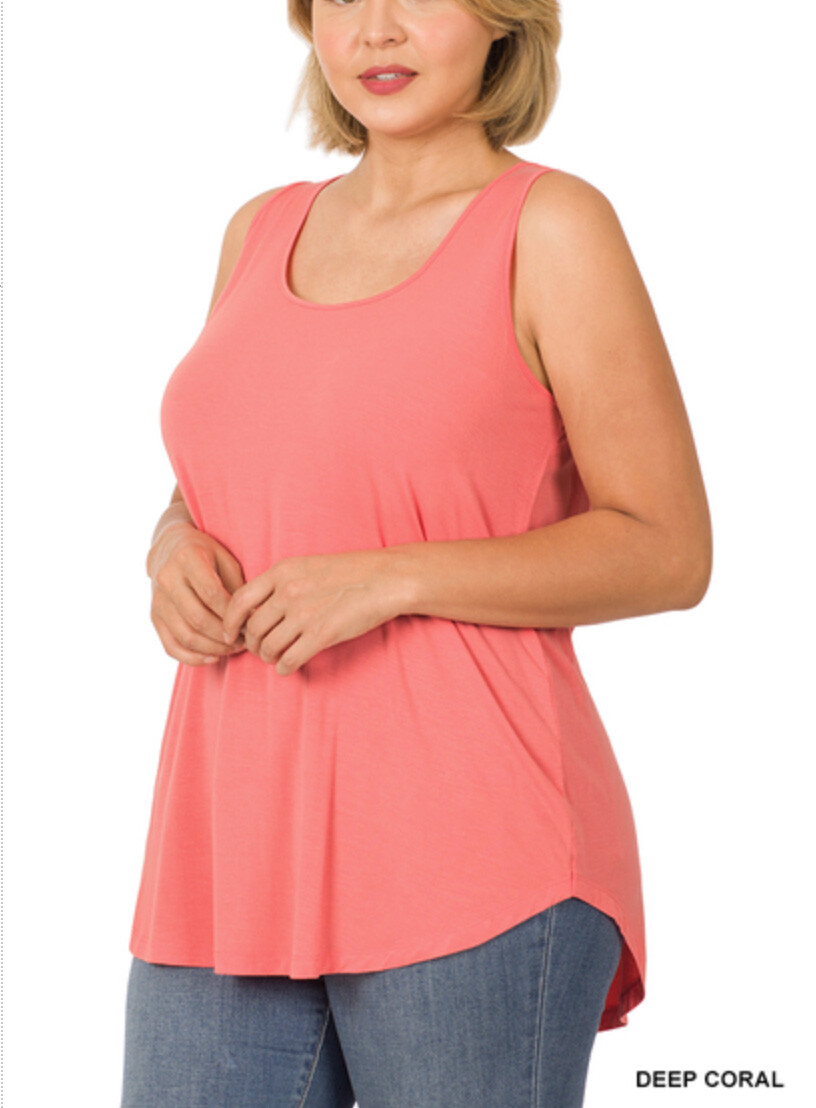 ZENANA 8507 PLUS Real Modal Sleeveless Tank Top Round Hem