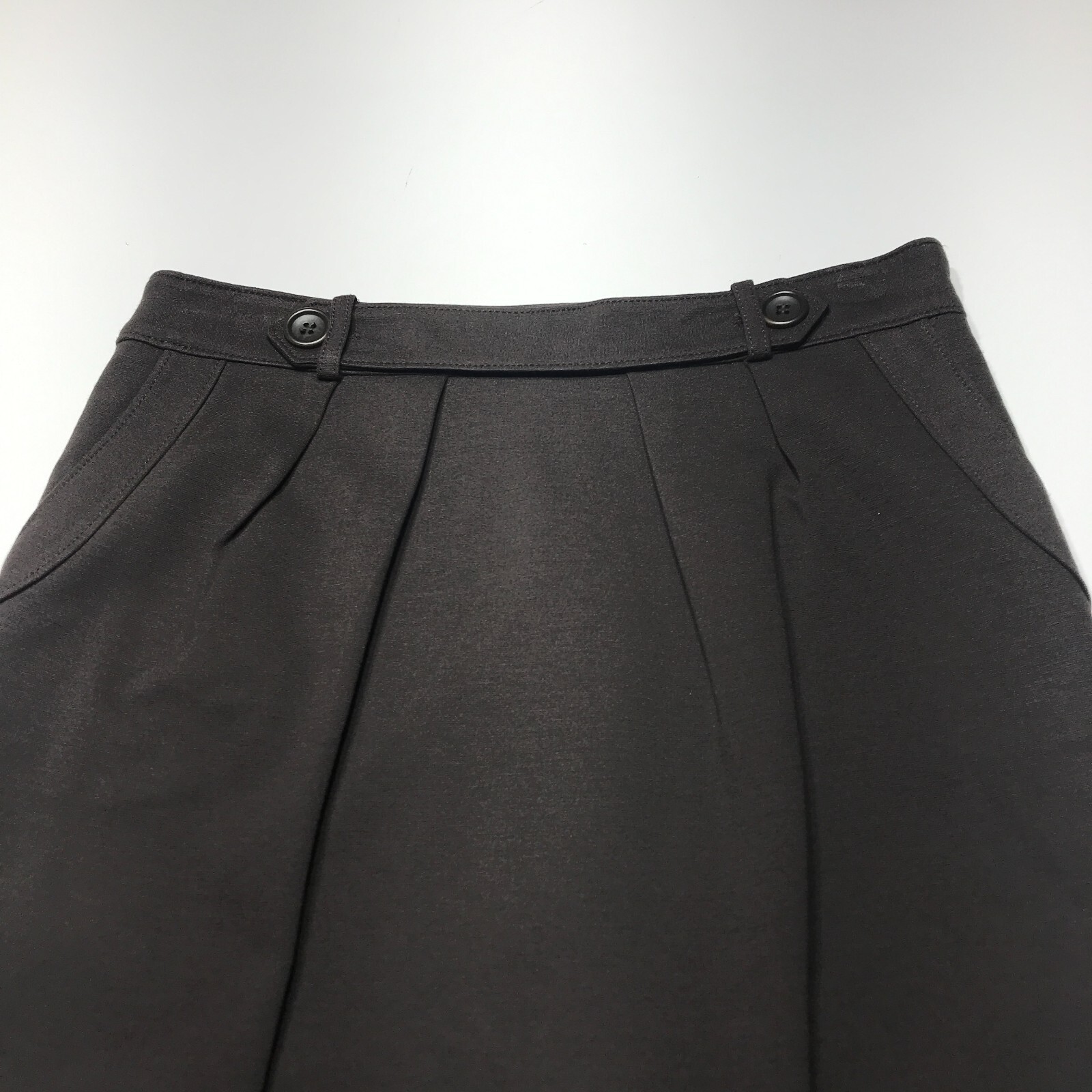 Premise Skirt Womens Size 4 Brown Ponte Pleated Button Tab Waist Pockets Career