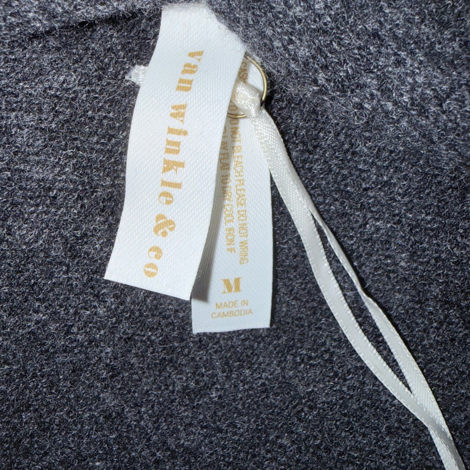 Van Winkle Womens Size Medium Heather Gray 100% Cashmere r Open Front Robe