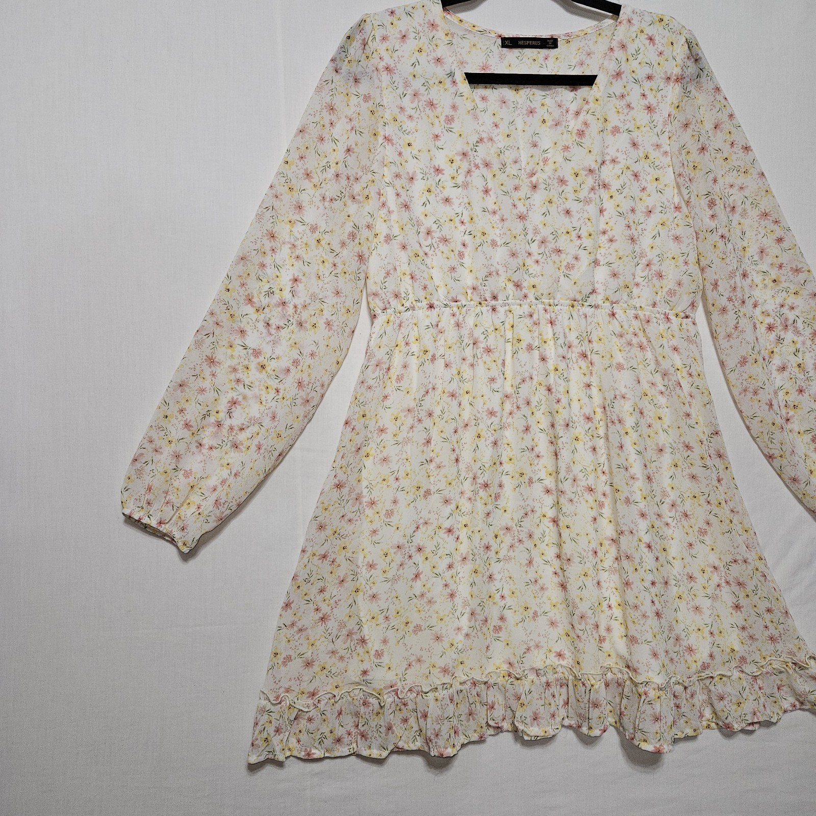 Hesperus Cottagecore Dress Womens XL Long Sleeve Ditsy Floral Coquette Boho Mini