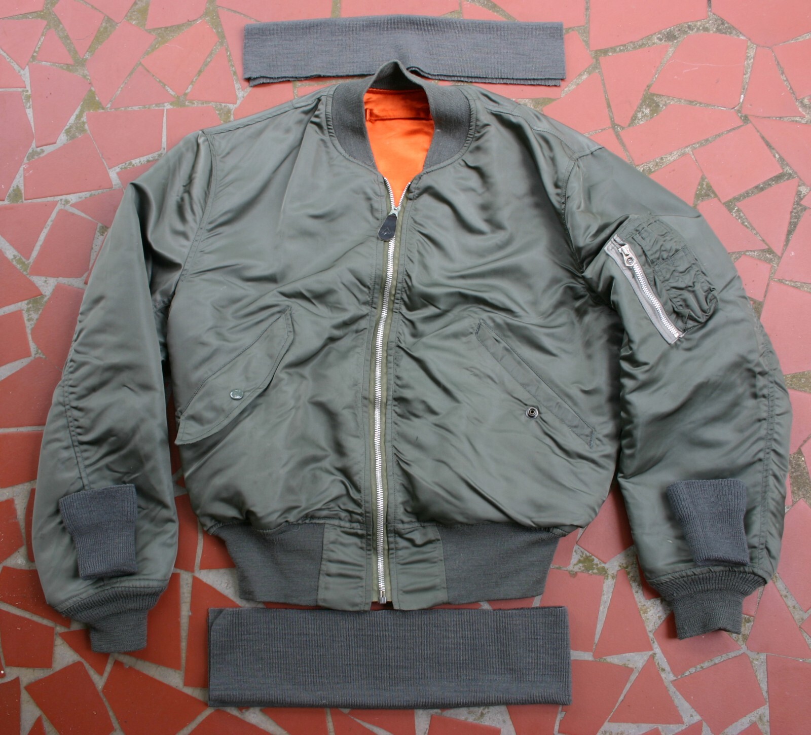 SAGE GREEN L-2B or MA-1 FLIGHT JACKET 100% WOOL REPAIR REPLACEMENT KNIT SET