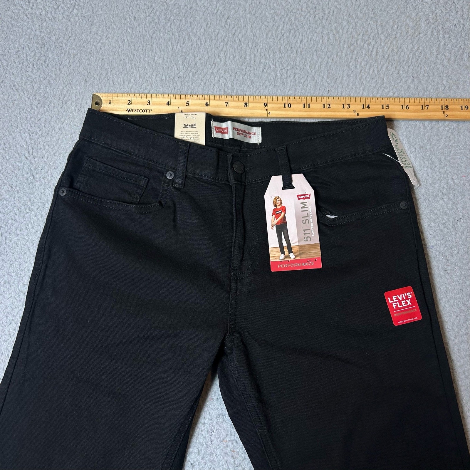 Levi Strauss Jeans Boys 18 29X31 Black Slim Fit Adjustable Waistband NEW