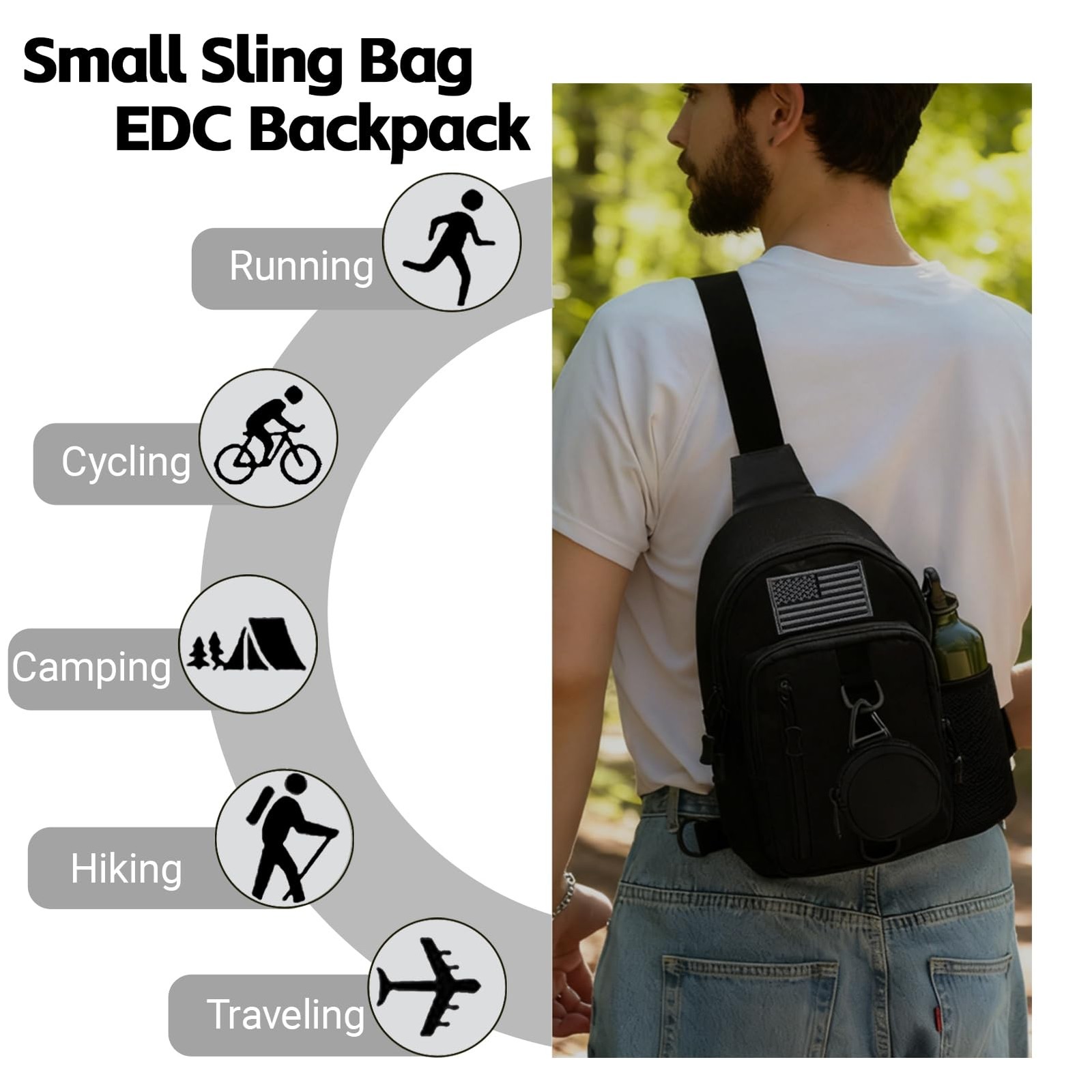 Small Sling Bag for Men, Tactical Crossbody bags EDC Shoulder Bag Chest Pack …