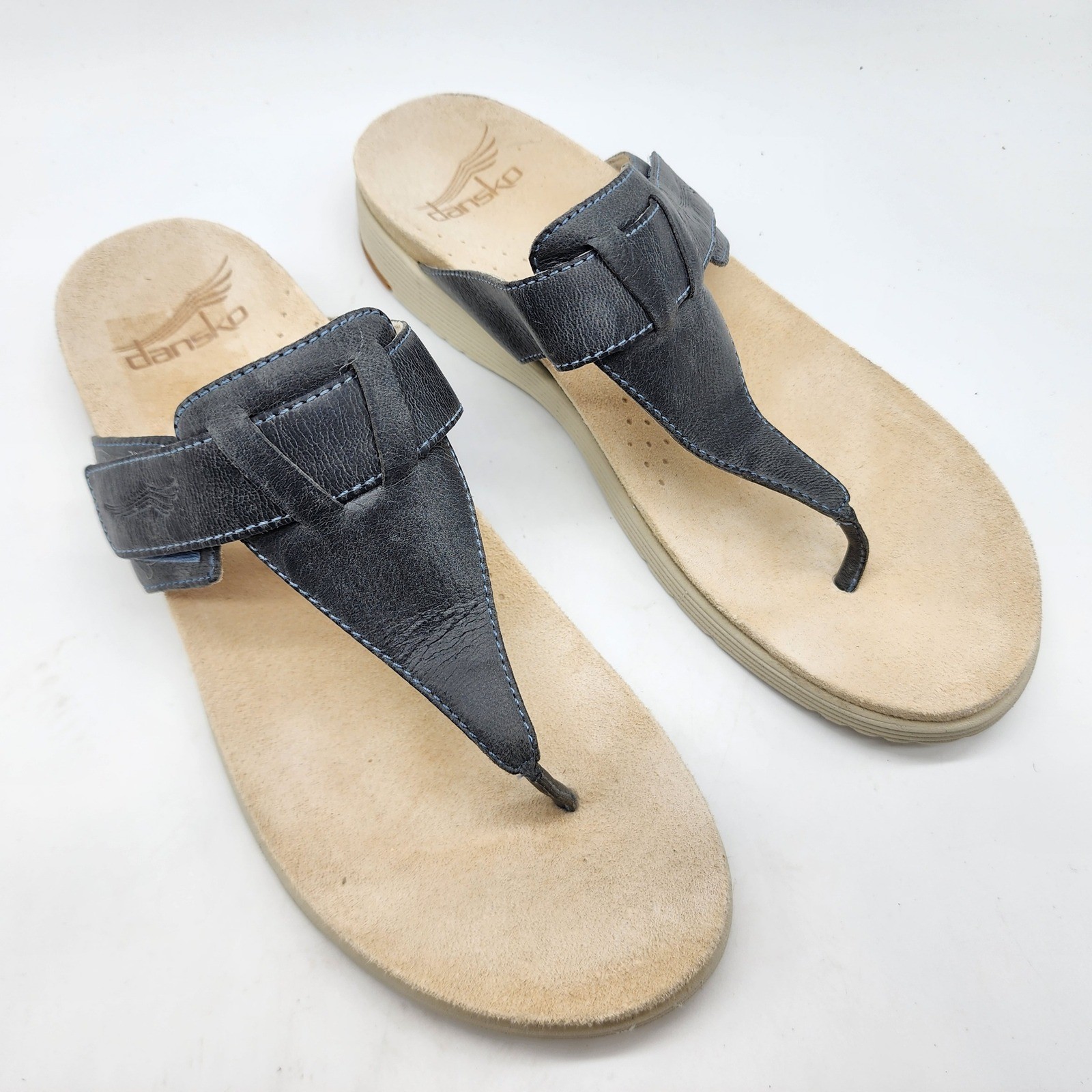 Dansko Cece Thong Sandals Womens 40 US 9.5-10 Blue Leather Comfort Orthotic