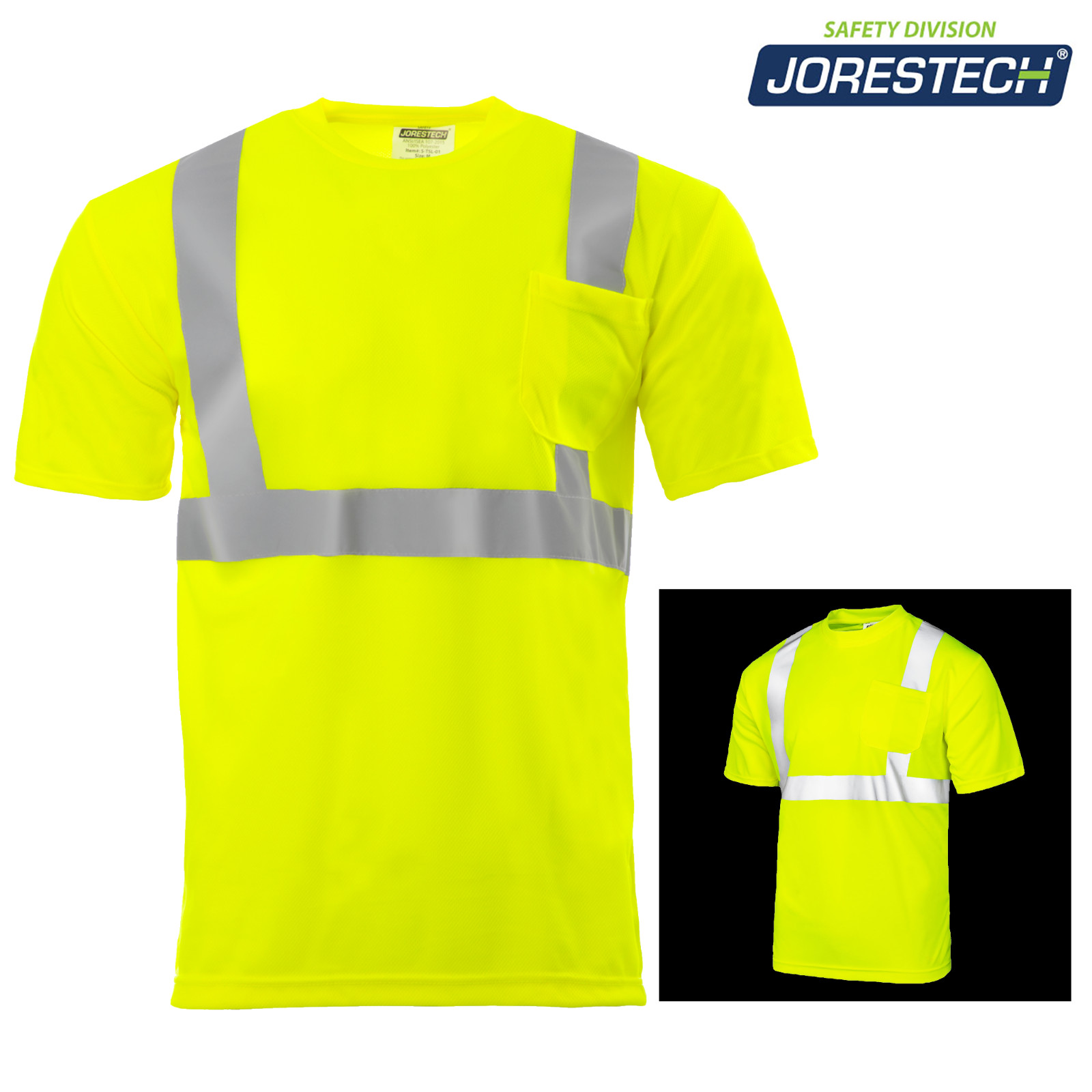 Hi Vis T Shirt ANSI Class II Reflective Safety Lime Short Sleeve HIGH VISIBILITY