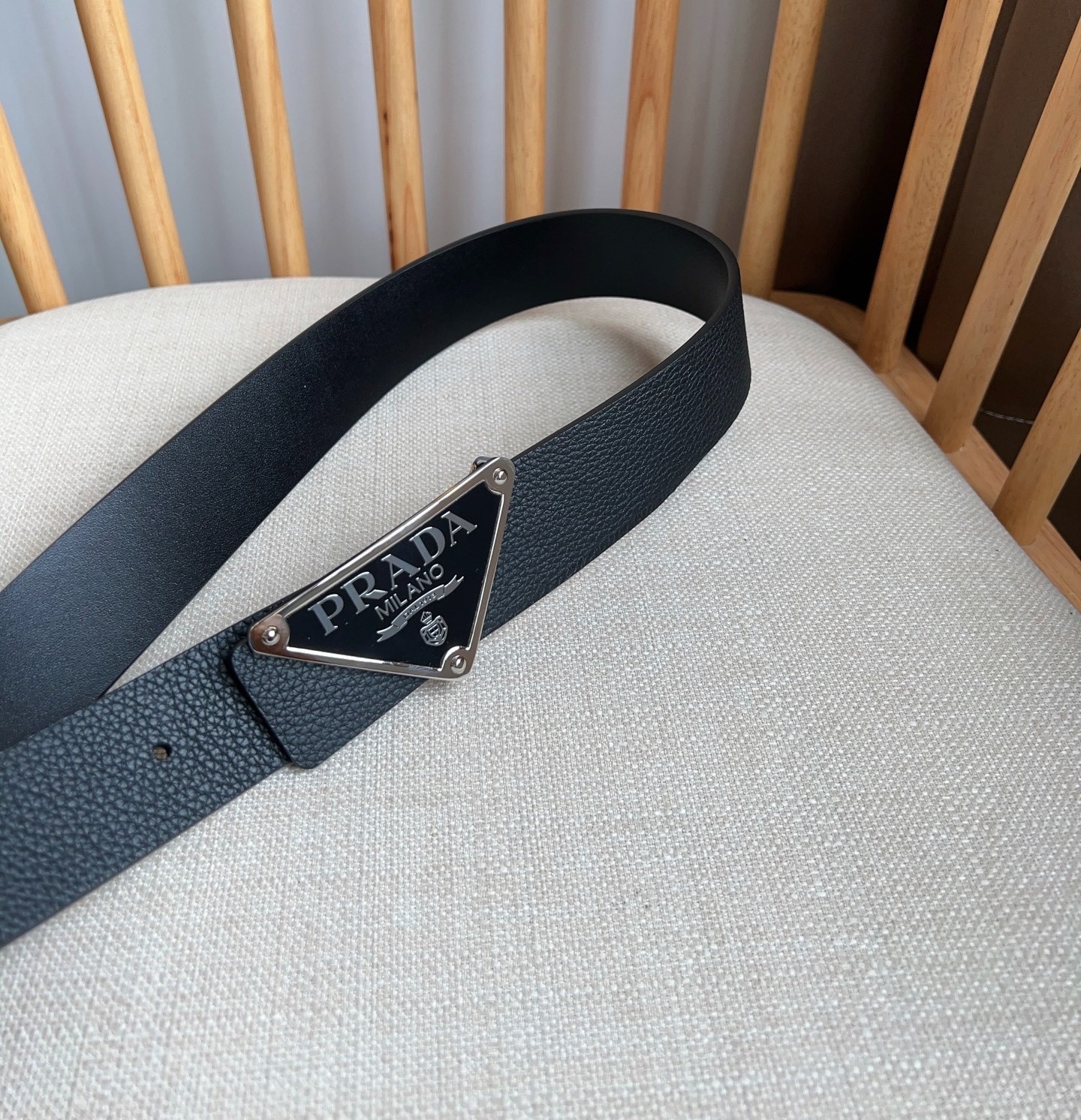 Prada men’s black leather belt