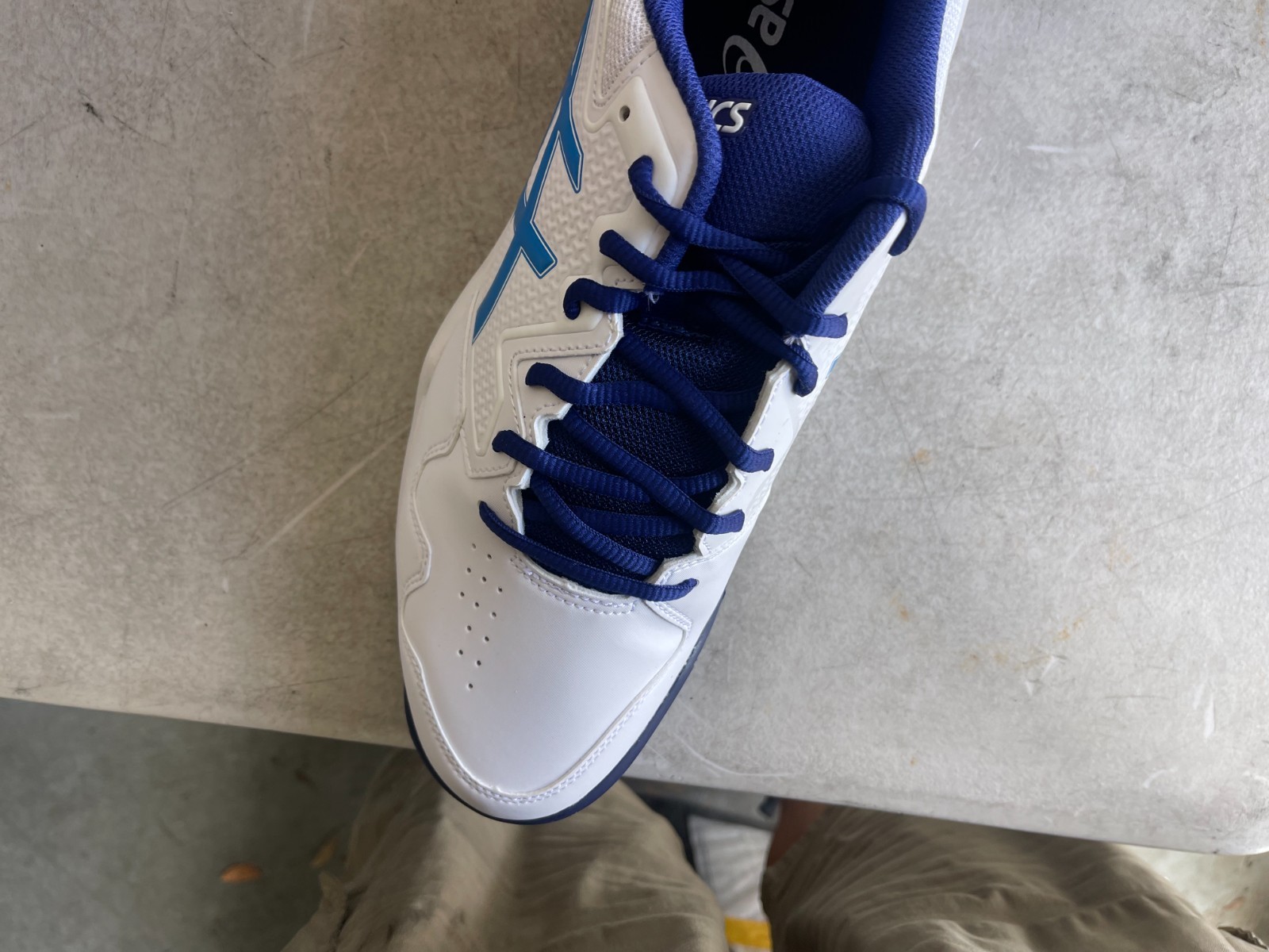 ASICS Gel-Dedicate 7 White Electric Blue Mens Tennis Shoes Size 12 1041A223-103