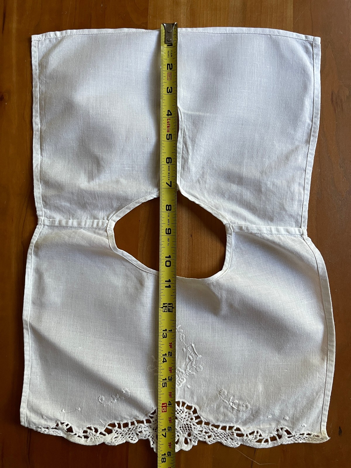 Vintage Linen Collar Pearl Button Closure Embroidery Tatting Handmade? 13×18