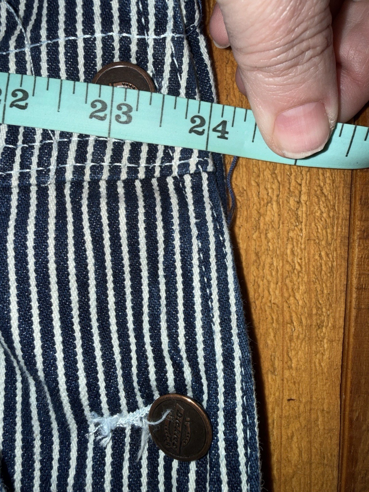 Dickies Engineer Overall Bibs Blue/White Stripe 48” Waists 27.5 In Seam Euc