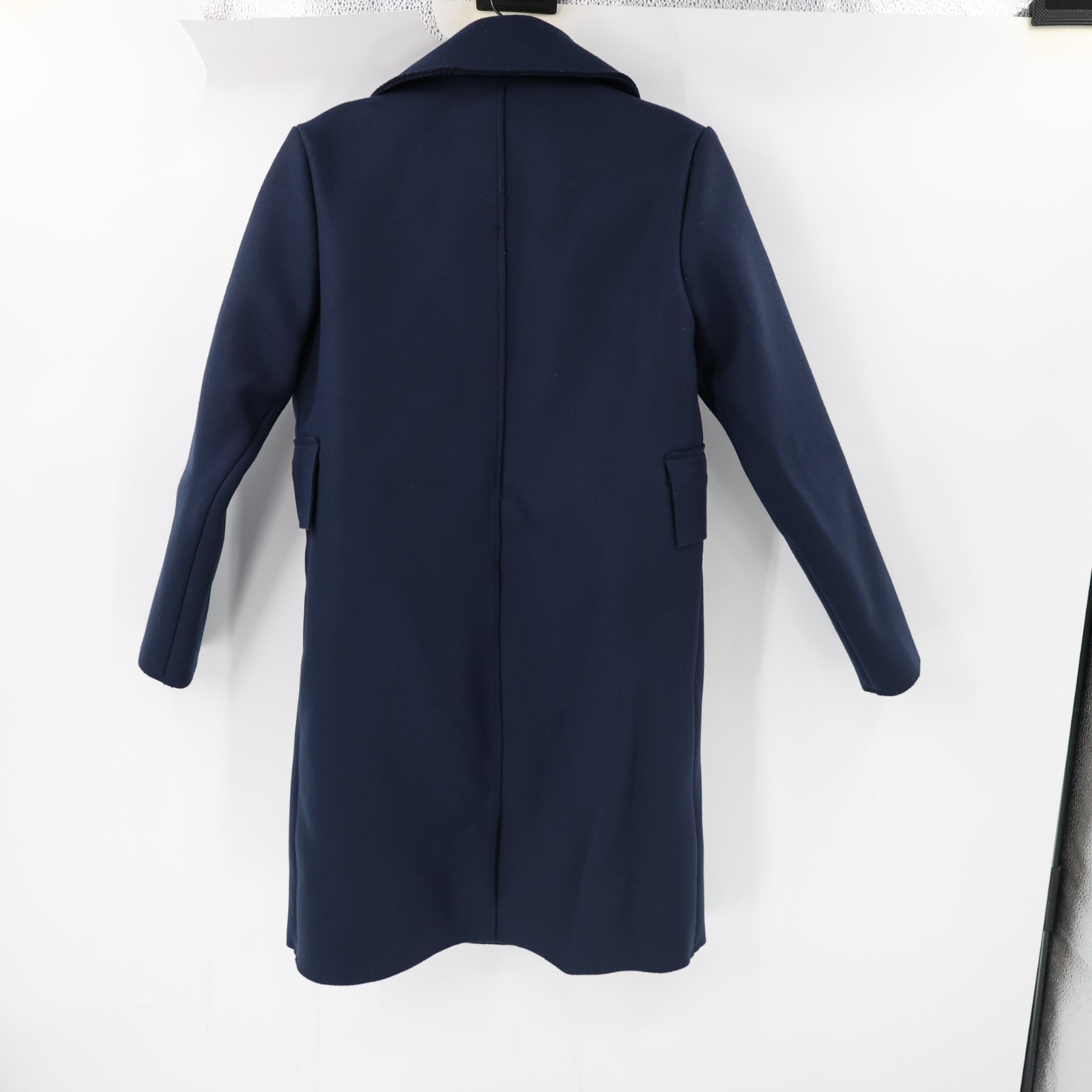 AETHER Madison Jacket womens xs virgin wool blend button front overcoat blue