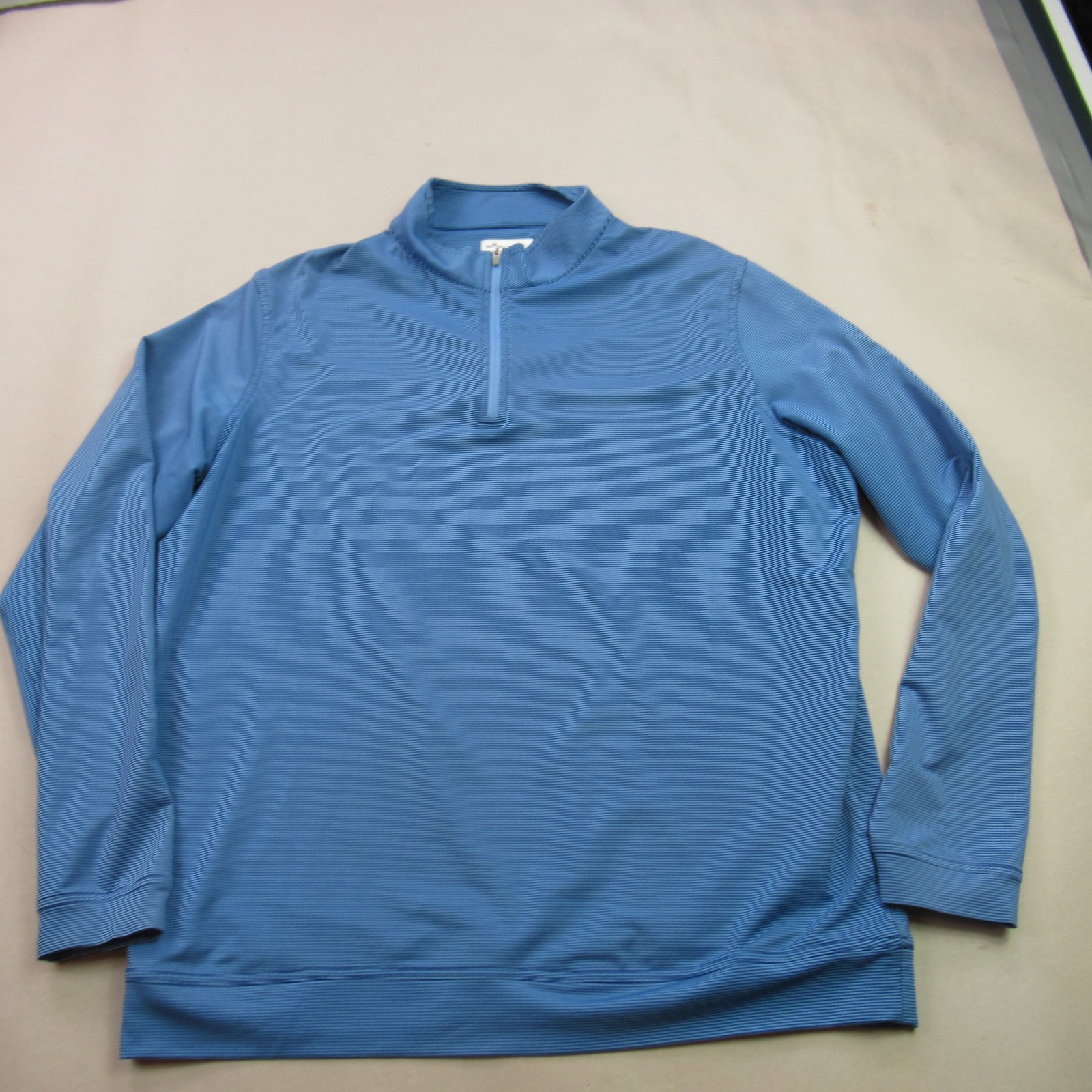 Peter Millar Men’s XL Blue Striped Four-Point Energy 1/4 Zip Activewear Top