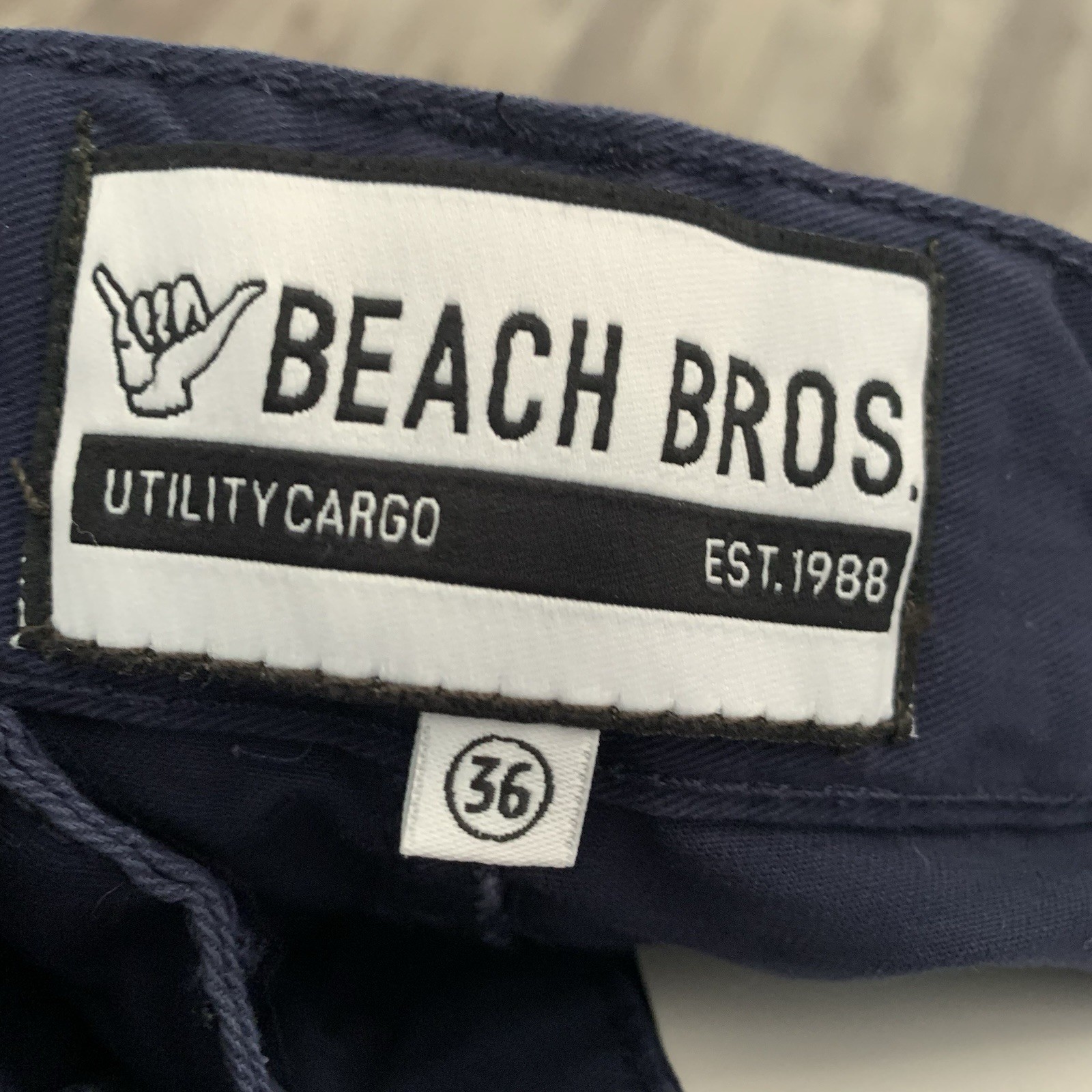 Beach Bros. Utility Cargo Shorts Mens Sz 36 Blue Belted 100% Cotton 11” Ins NEW