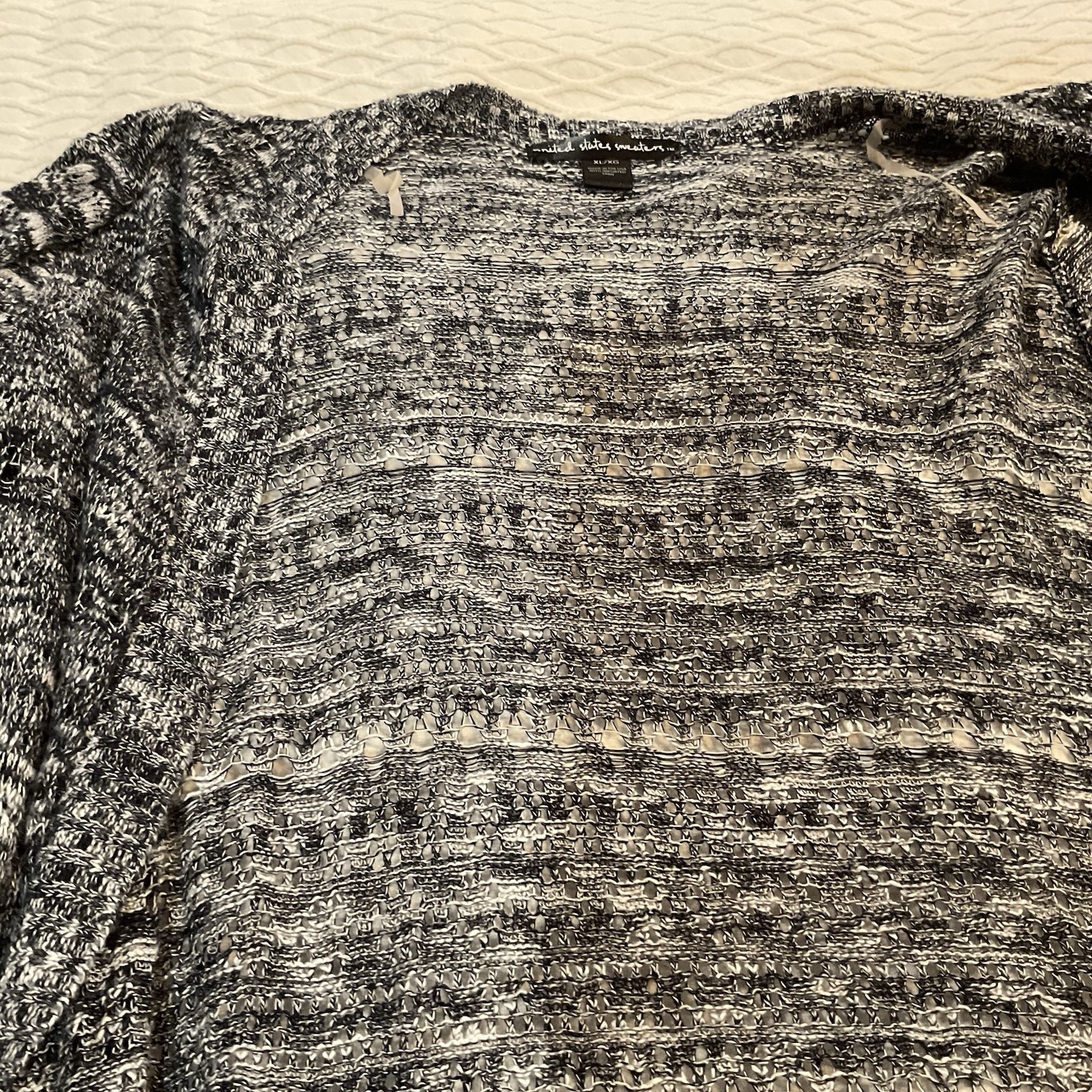 womens black and white striped sweater Cardigan xl