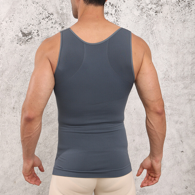 Men Compression Shirt Slimming Body Shaper Vest Waist Traner Cross Tummy Control