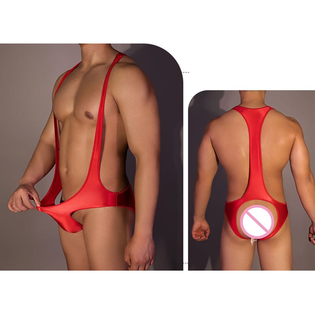 Bodysuit Men Underwear Men Jumpsuit for LINGERIE Medium Strecth Mens Shiny