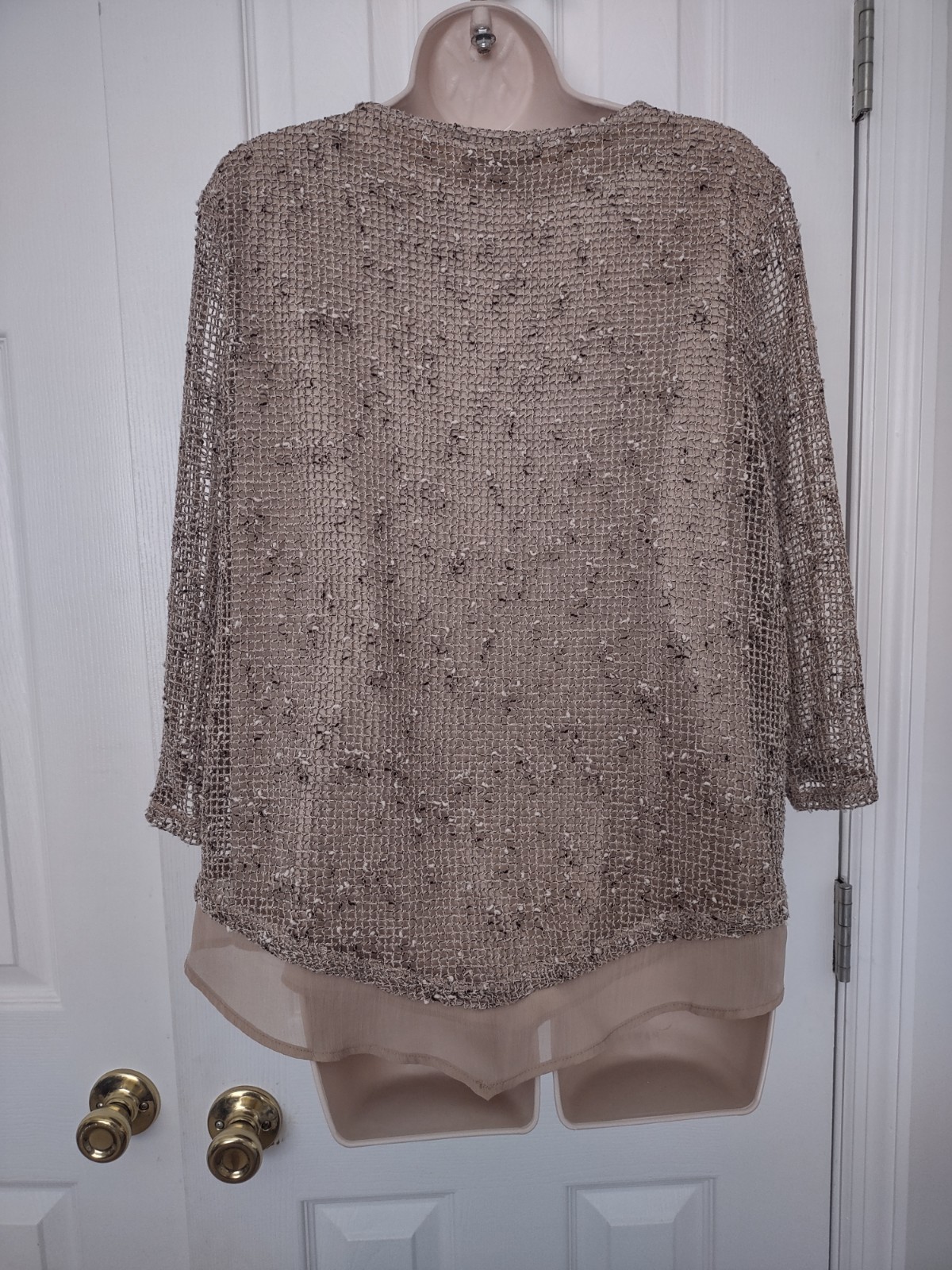 ALFRED DUNNER WOMENS Beige LINED TOP SIZE M