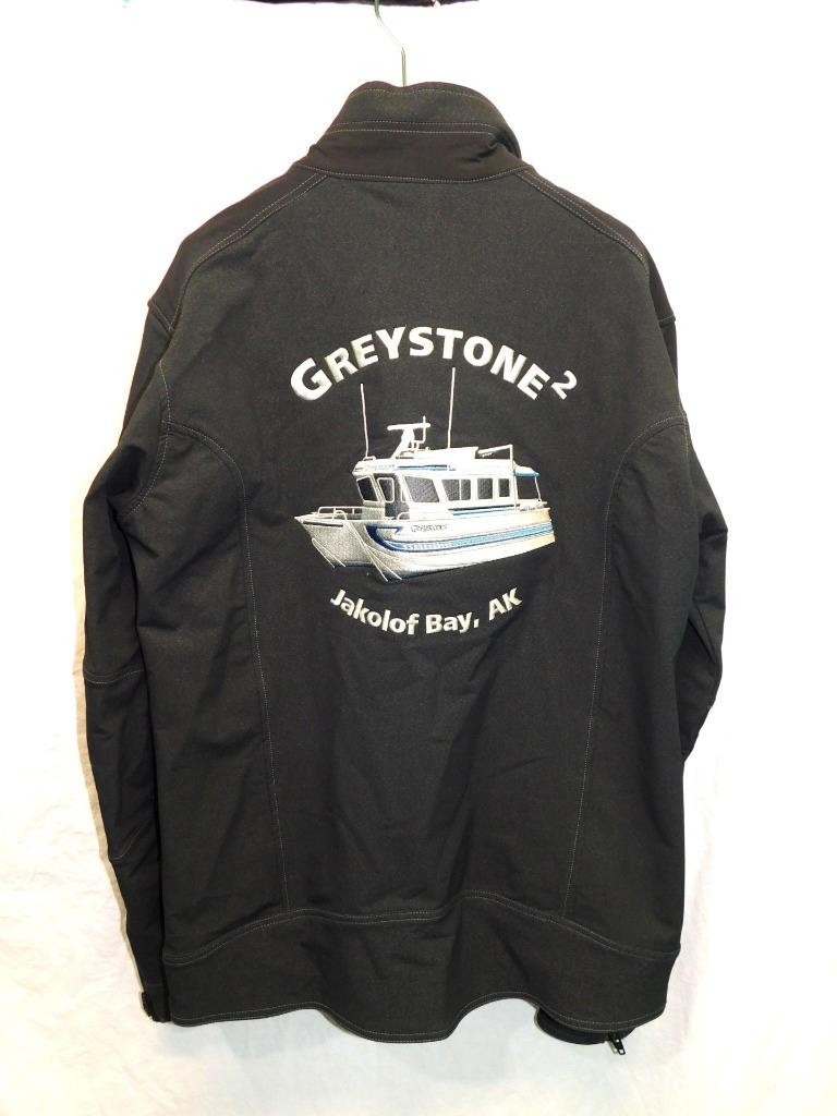 Kuhl L Klash Jacket Greystone 2 Catamaran Boat Jakolof Bay AK Alaska Stitched Lg