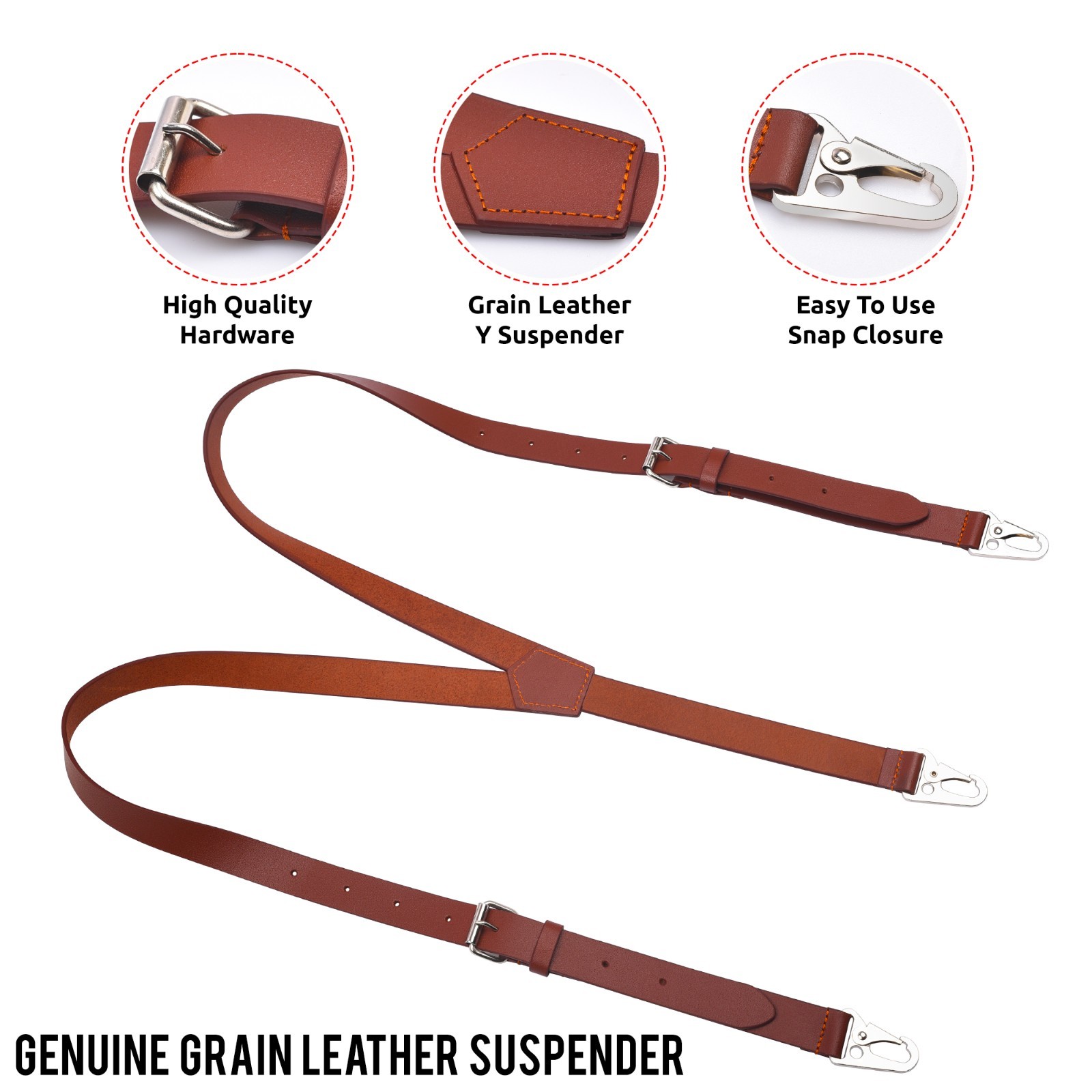NUTUCH Full Grain Leather Suspender for Men | Groomsmen Fashion Suspenders