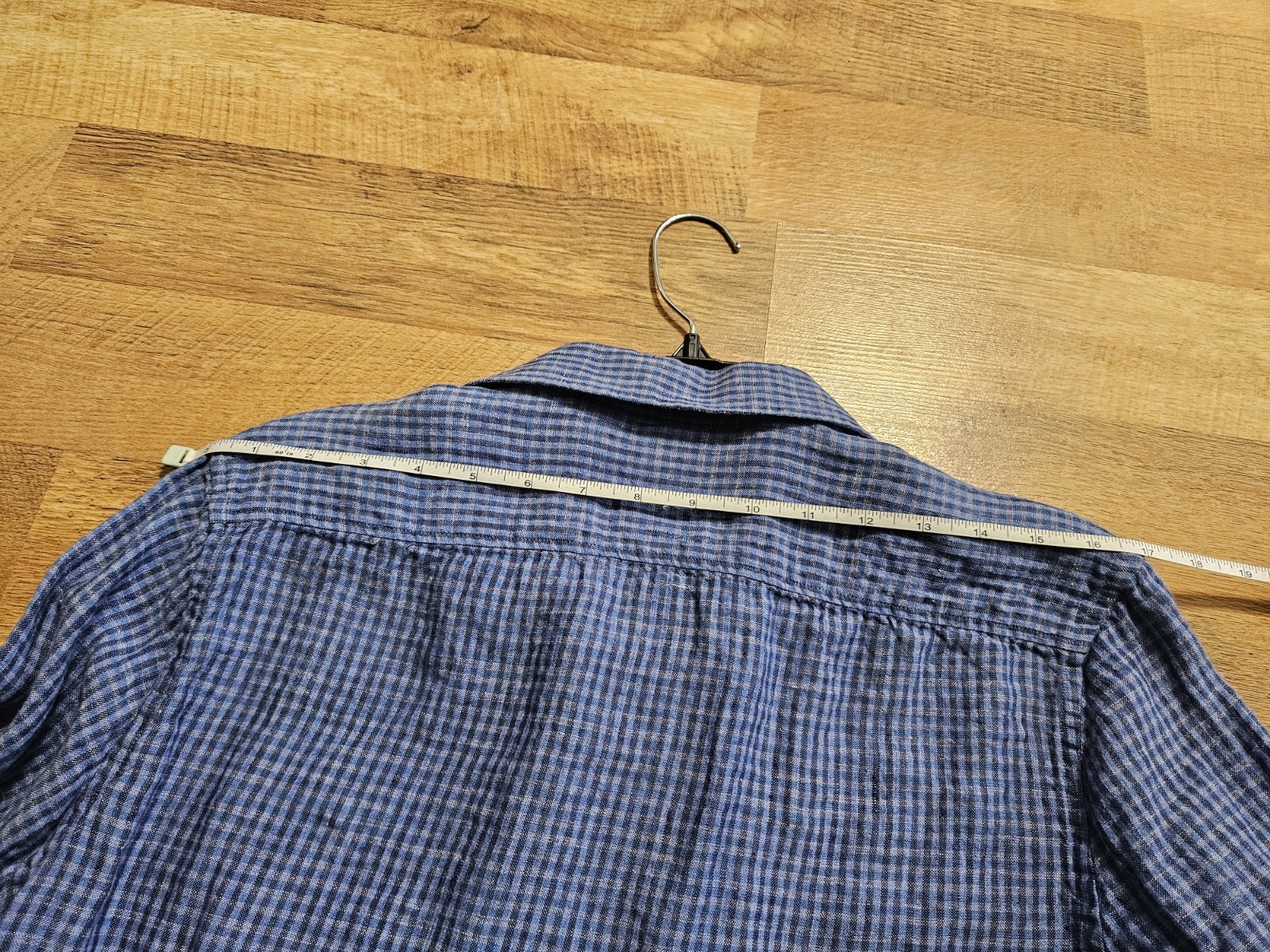 MURANO Baird McNutt Irish Linen gingham check slim fit medium shirt blue