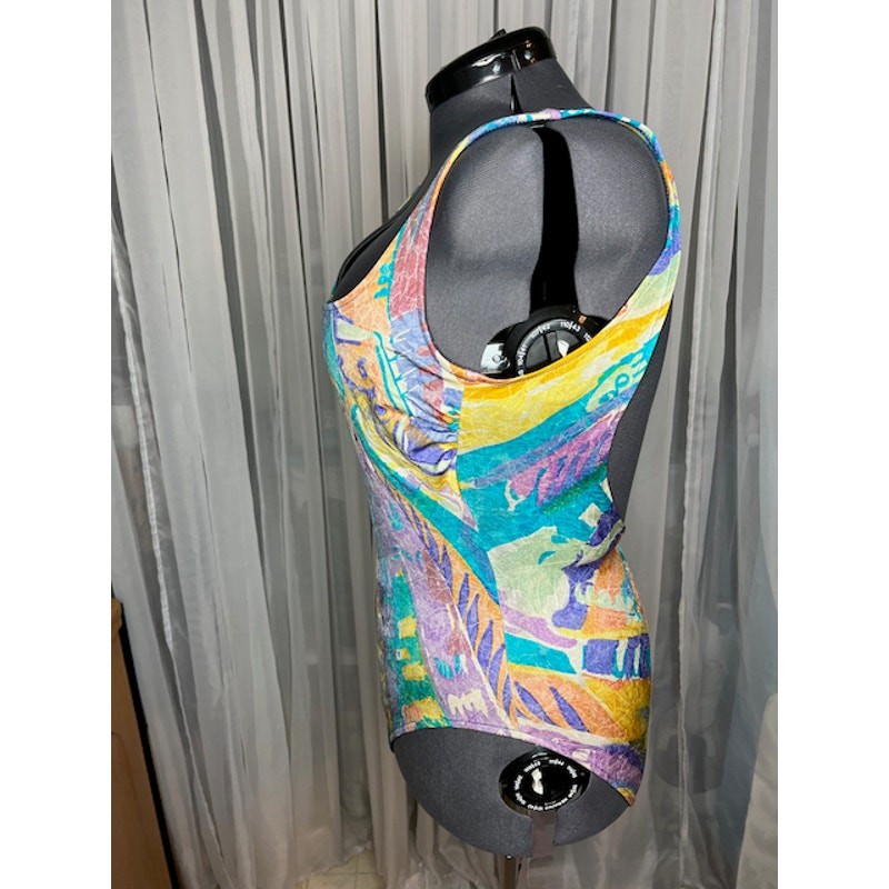 Cazimi one piece swimsuit pastel abstract print high cut